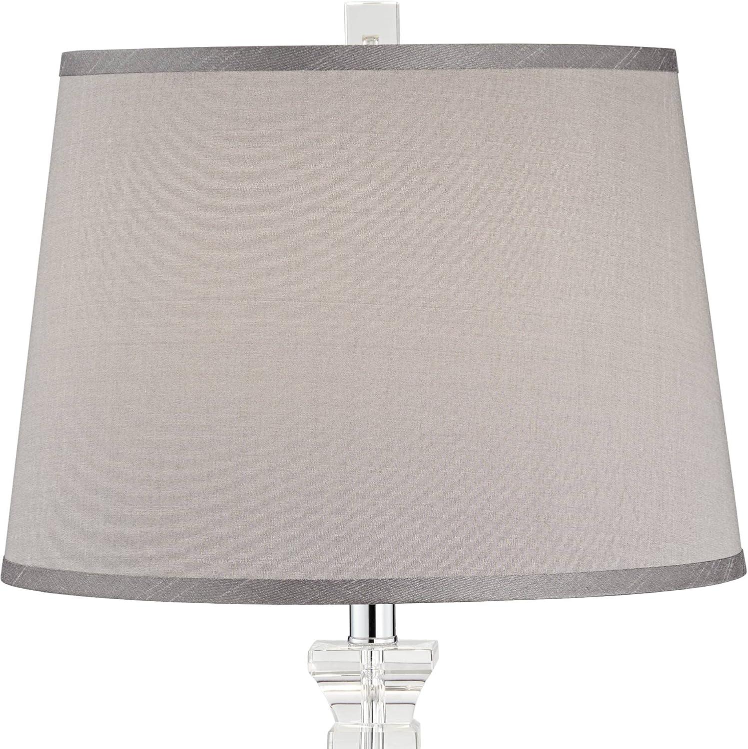 Vienna Full Spectrum Traditional Table Lamp 25" High Crystal Body Gray Tapered Drum Shade for Living Room Bedroom Bedside Nightstand Family