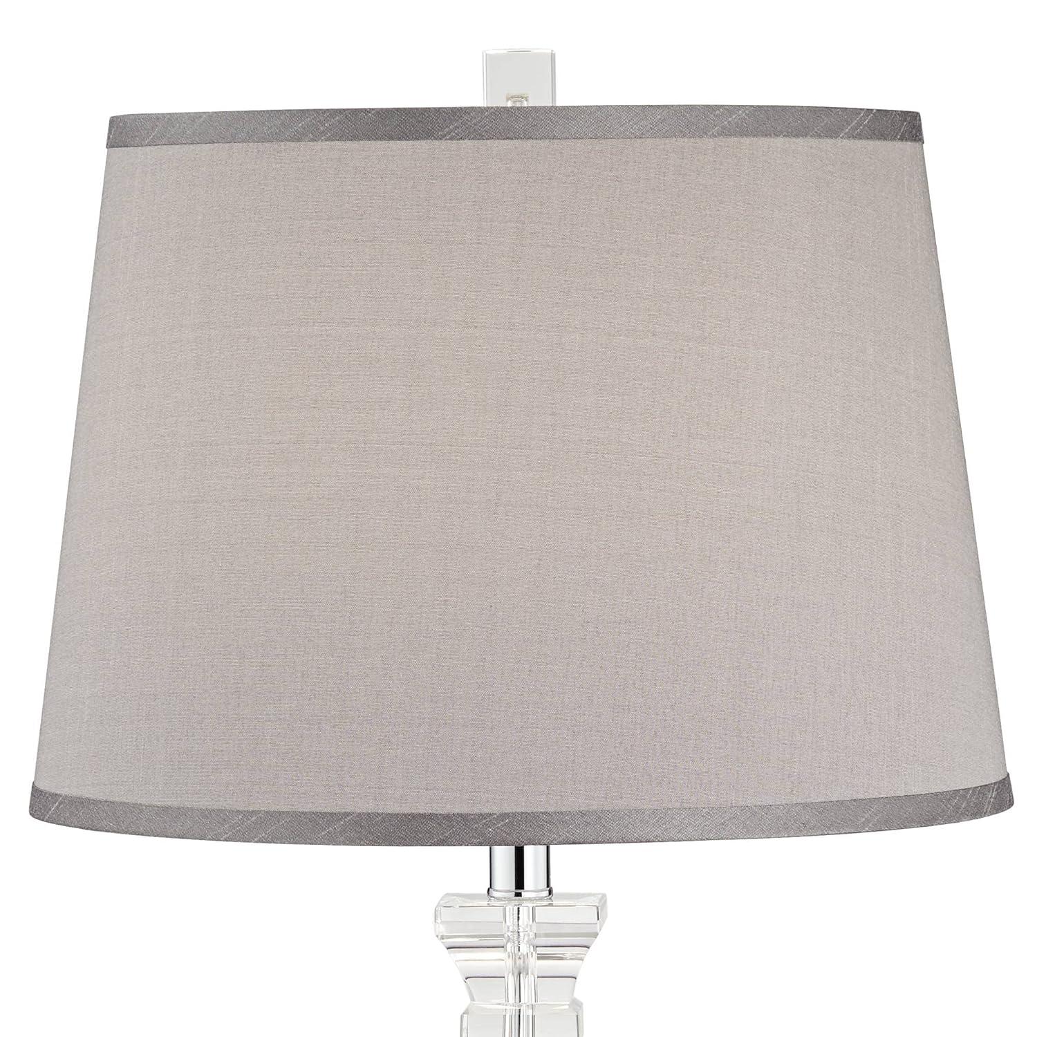 Vienna Full Spectrum Traditional Table Lamp 25" High Crystal Body Gray Tapered Drum Shade for Living Room Bedroom Bedside Nightstand Family