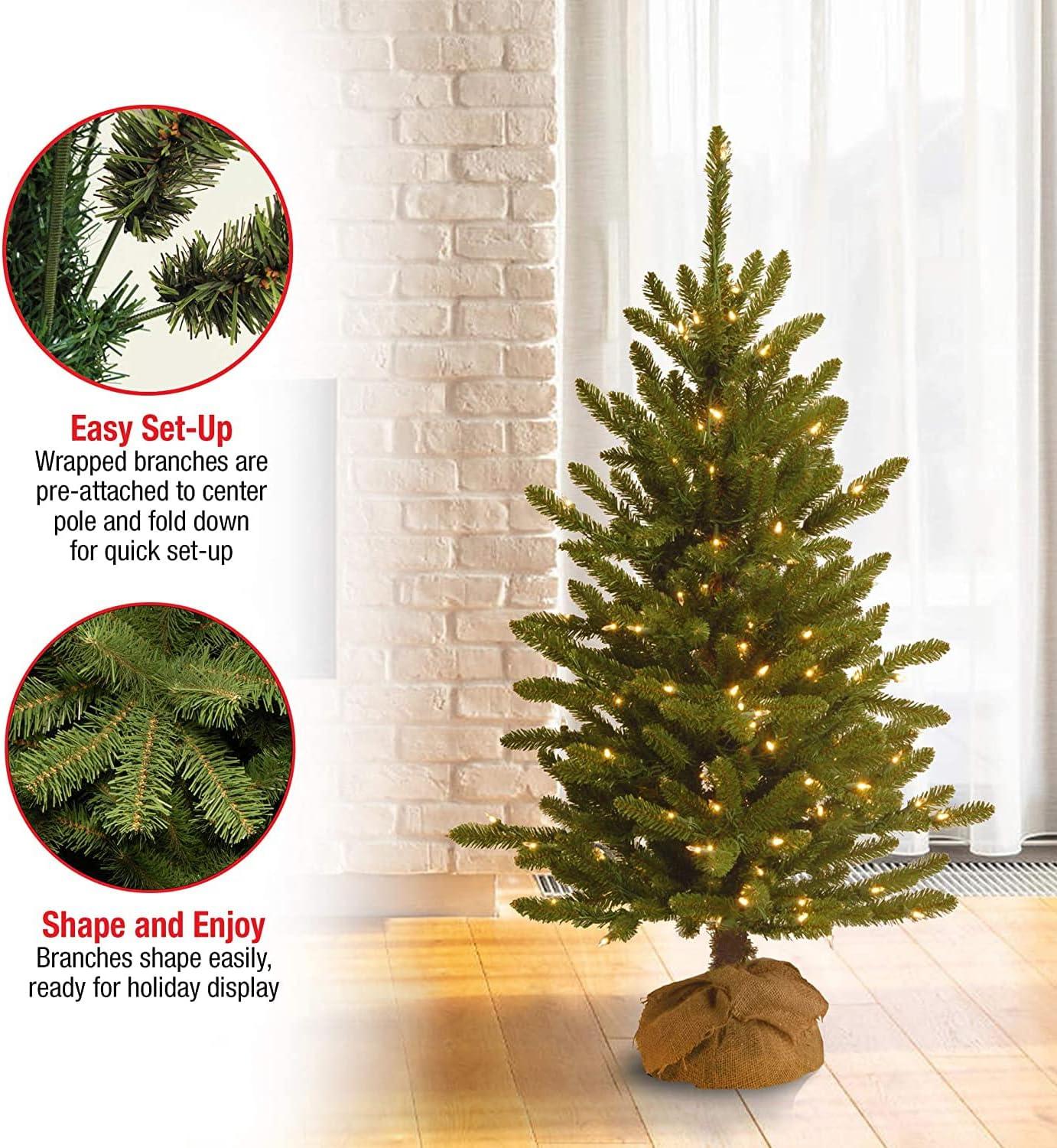 4' Pre-lit Kensington Artificial Christmas Tree in Burlap Base Clear Lights - National Tree Company