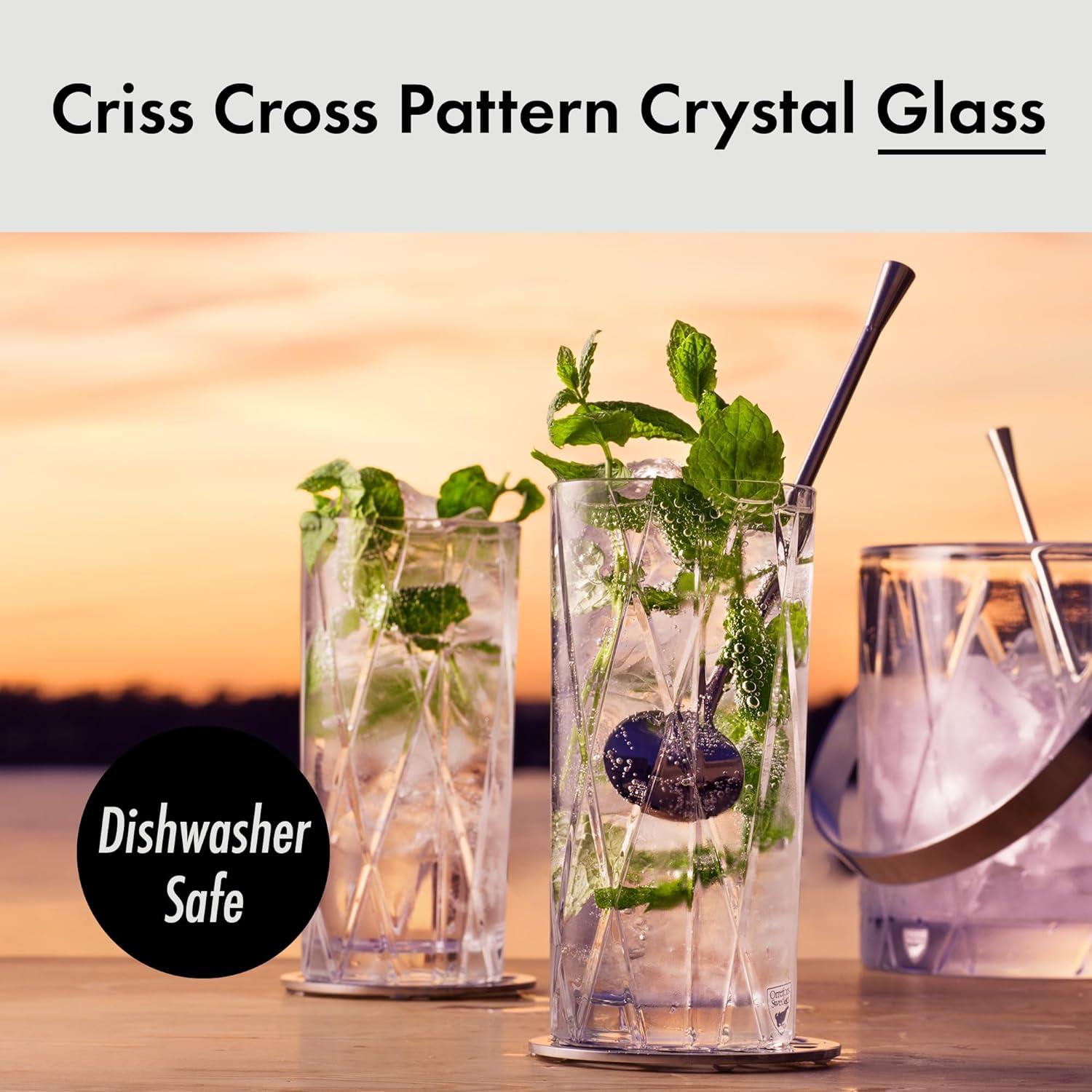 Orrefors Crystal Highball Glass Set with Asymmetric Design