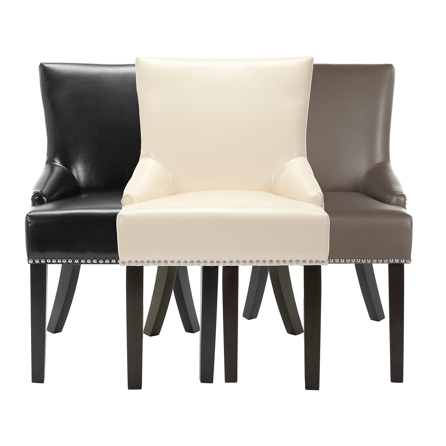 Lotus Kd 19" H Dining Chair With Nail Head Trim (Set of 2) - MCR4700 - Black - Safavieh Couture
