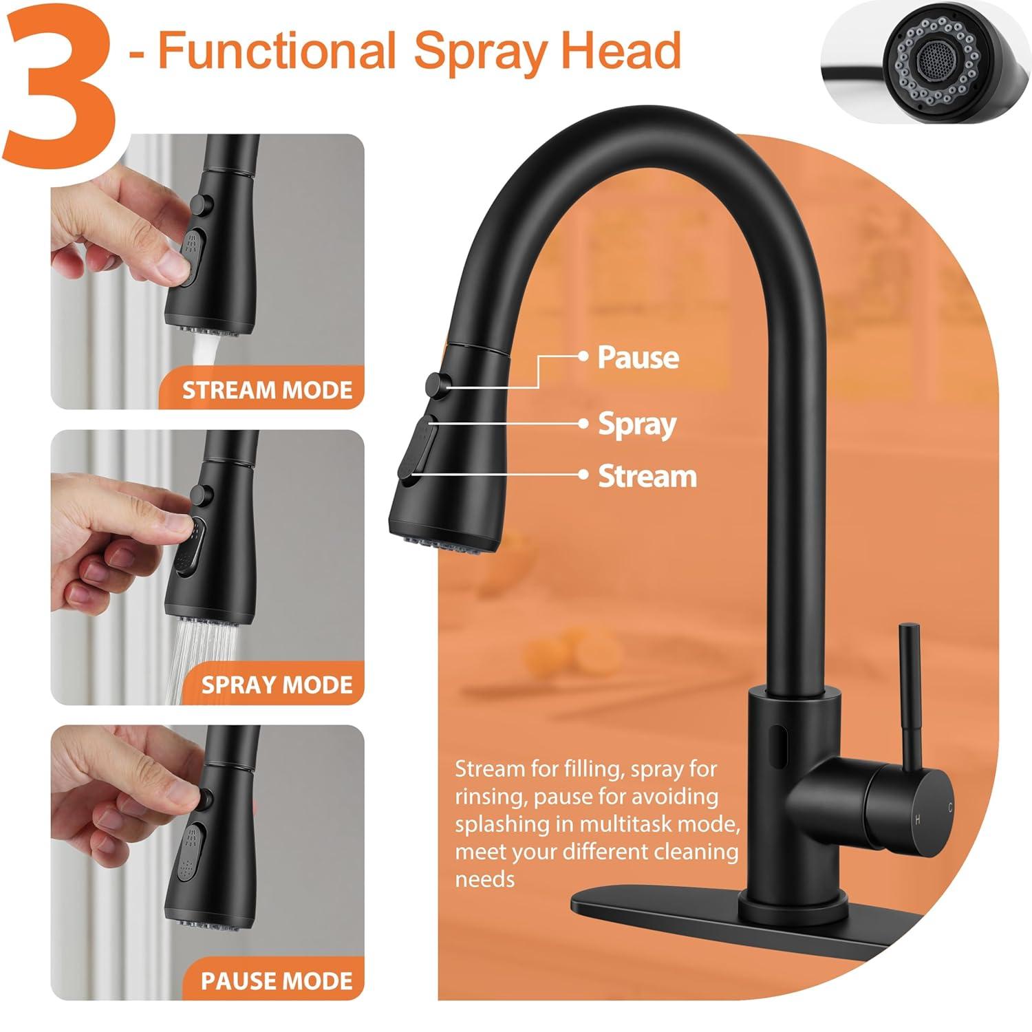 ARCORA ARCORA Stainless Steel  Single Handle Pull-Down Sprayer Kitchen Faucet Set with Touchless Sensor AR7100301B-DC