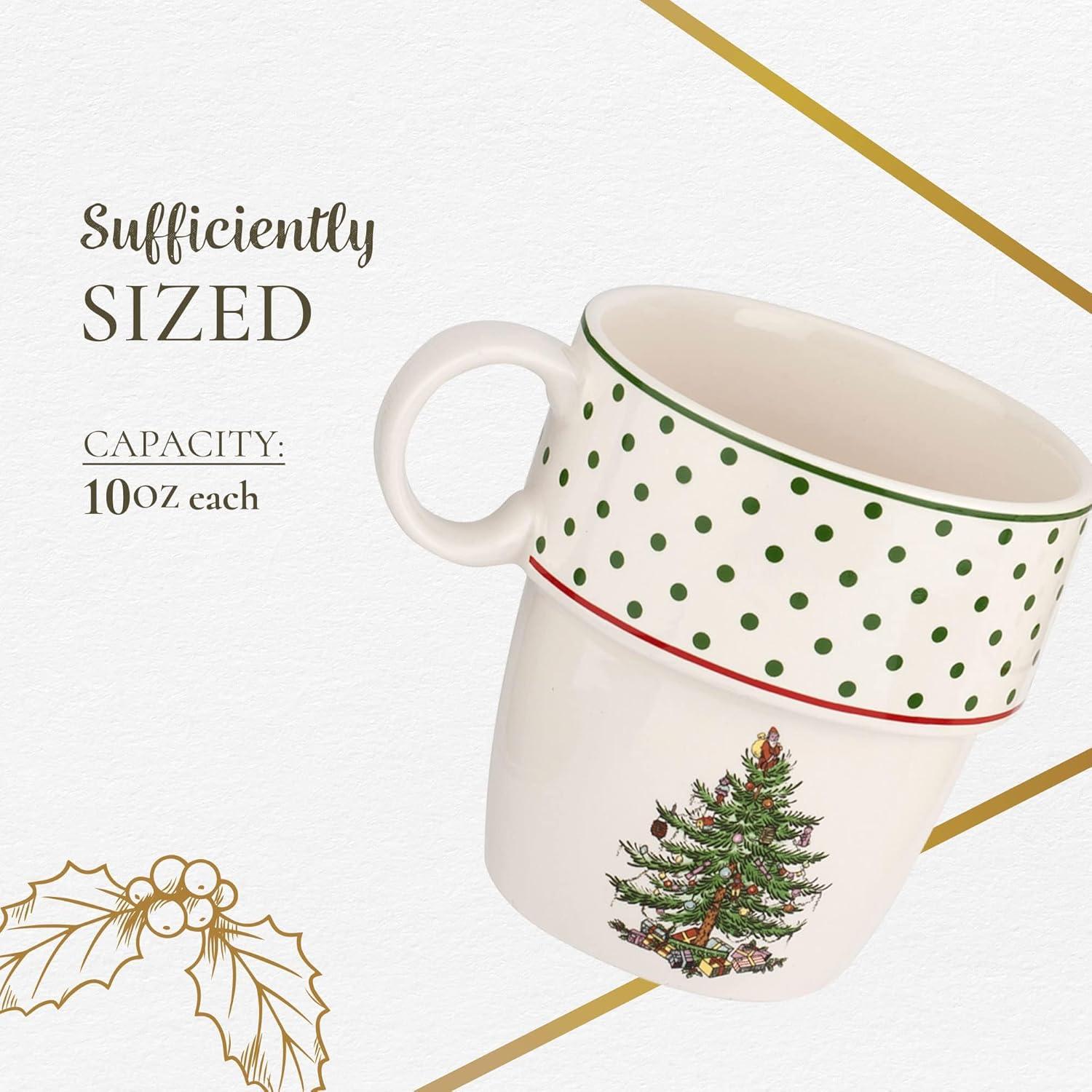 Spode Spode Christmas Tree Polka Dot Stackable Mugs (Set of 4)