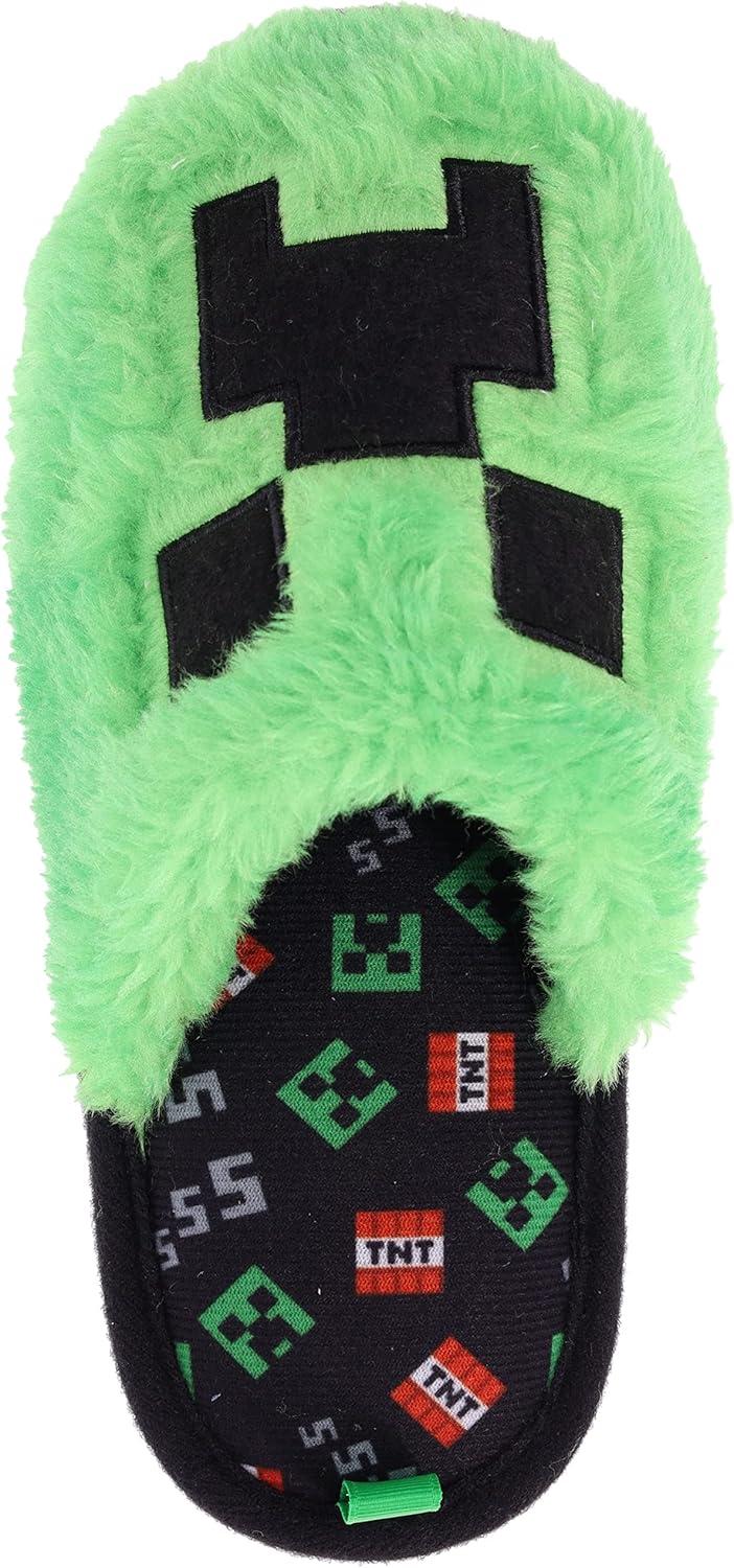 Kids' Green Plush Creeper Pull-On Slippers