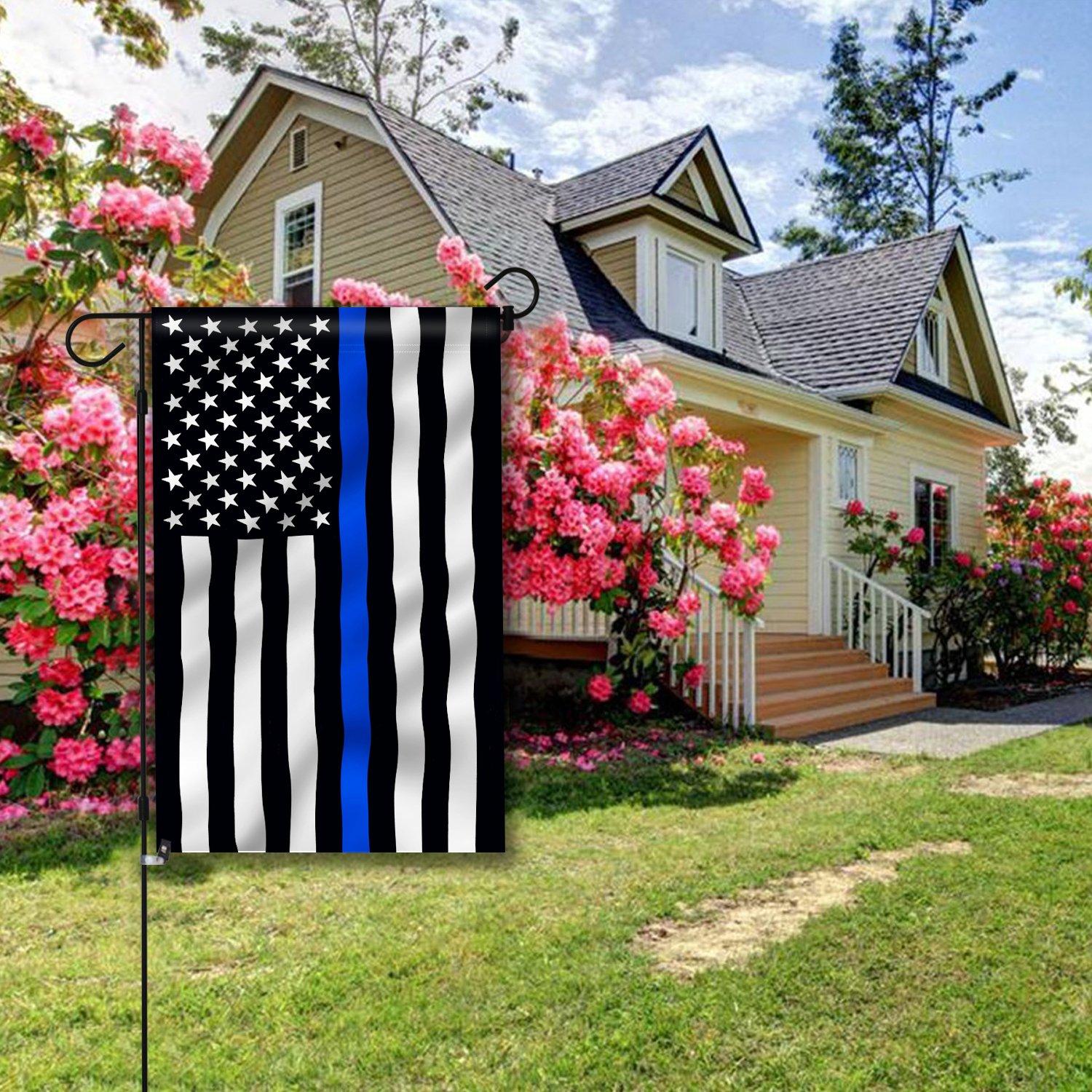 Anley Double Sided Thin Blue Line USA Decorative Garden Flags - Honoring Law Enforcement Officers Flags - 18 x 12.5 Inch