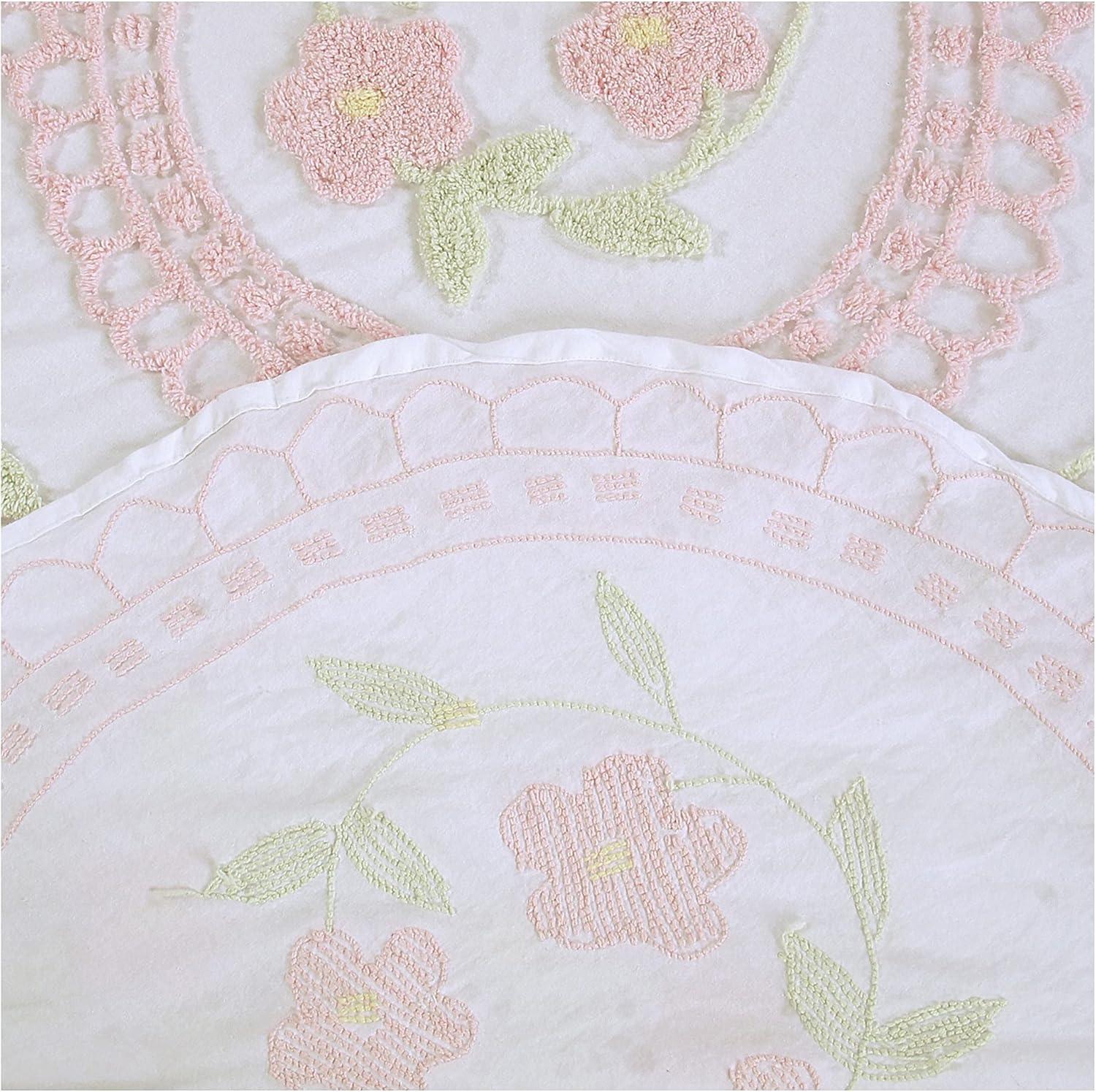 Better Trends Bloomfield 100% Cotton Chenille Coverlet/Bedspread Machine Washable Ultra Soft Floral Pattern All Season Bedding