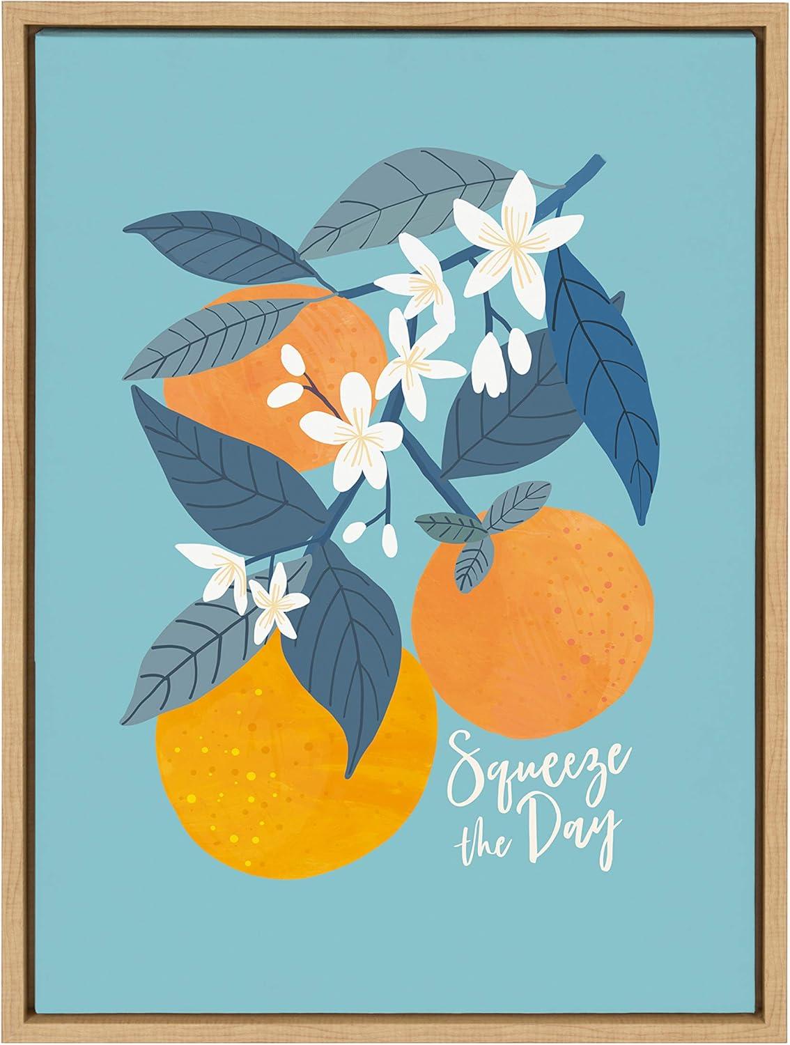 18" x 24" Sylvie 551 Oranges Framed Canvas by Mia Charro Natural: Modern Wall Art, Mia Charro Design - Kate & Laurel All Things Decor