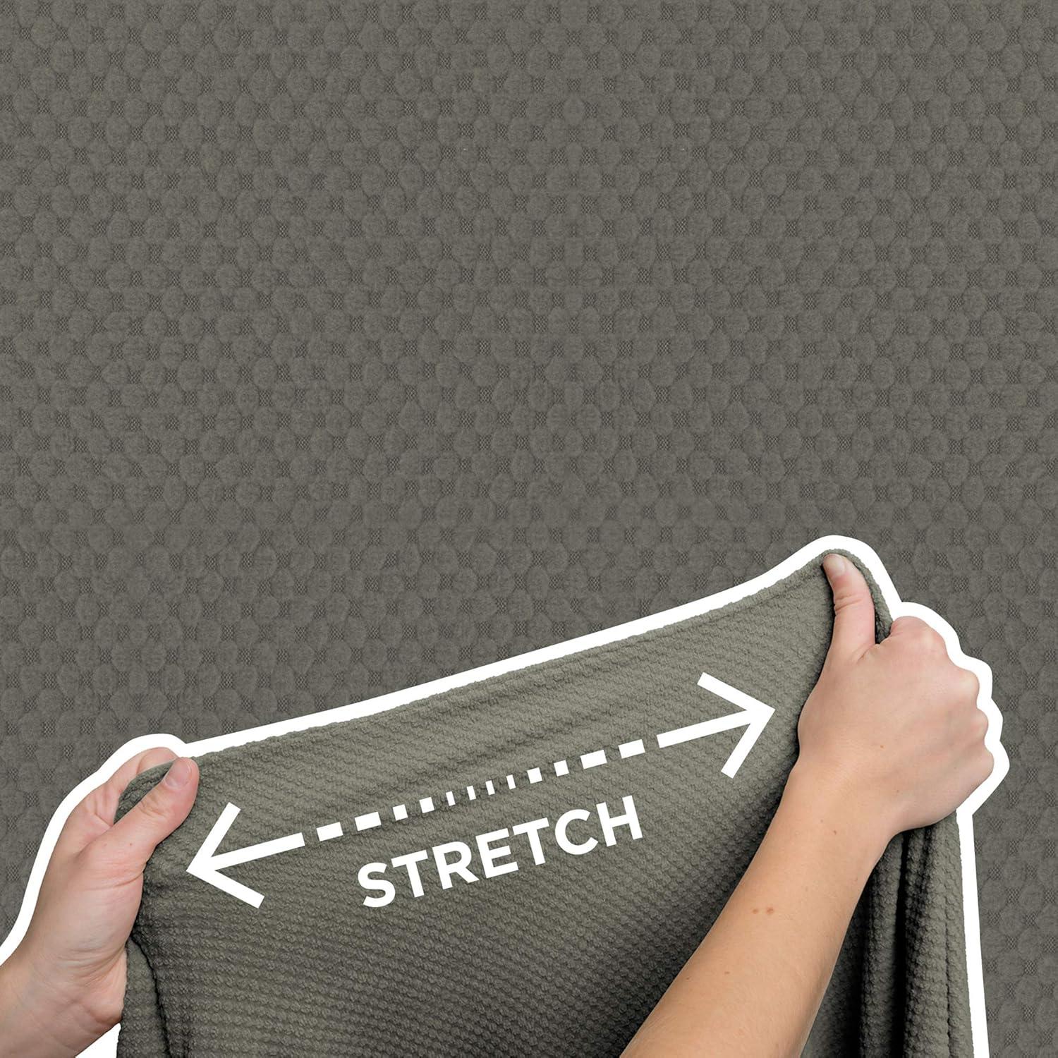 Zenna Home Pixel 2-Piece Stretch Sofa Furniture Slipcover, Dark Olive Green