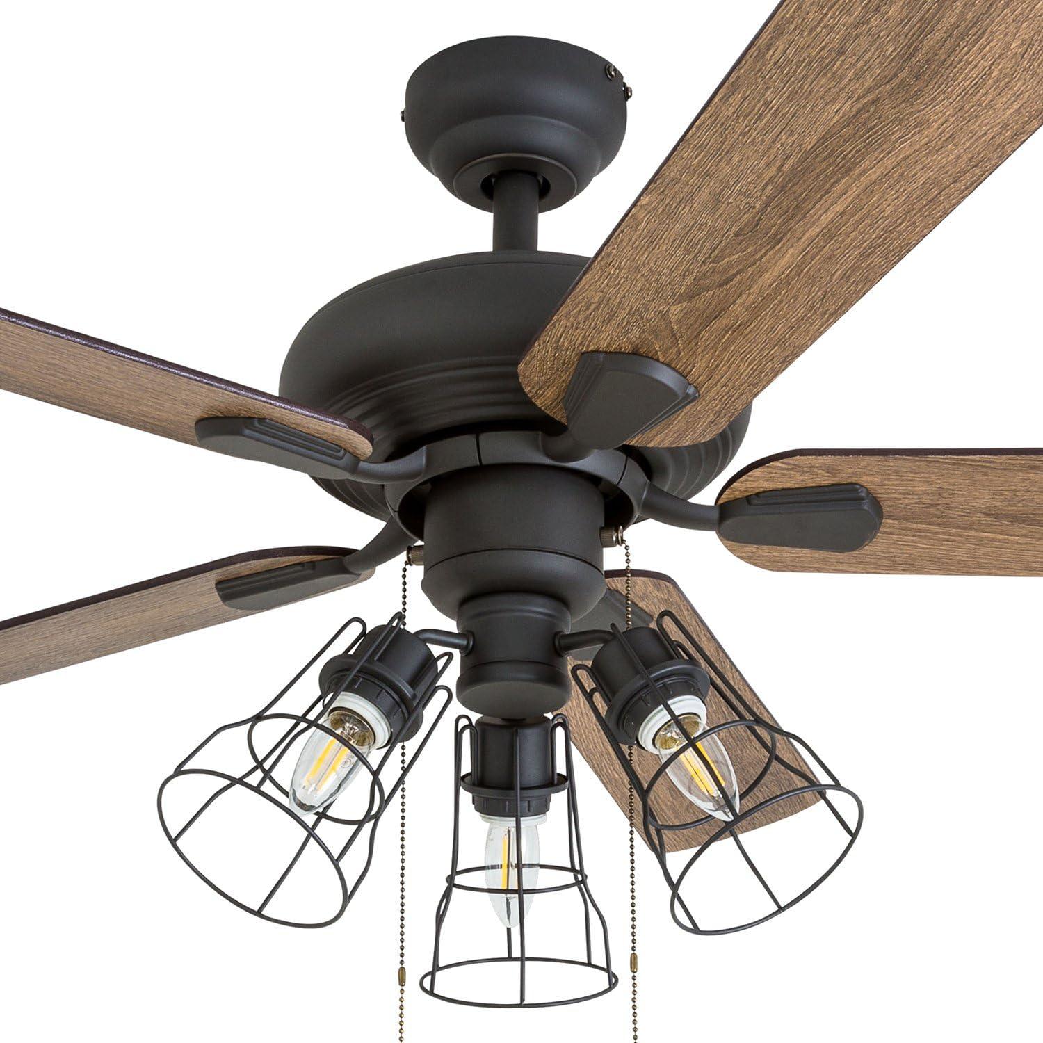 42" Aged Bronze Industrial Ceiling Fan with LED Light