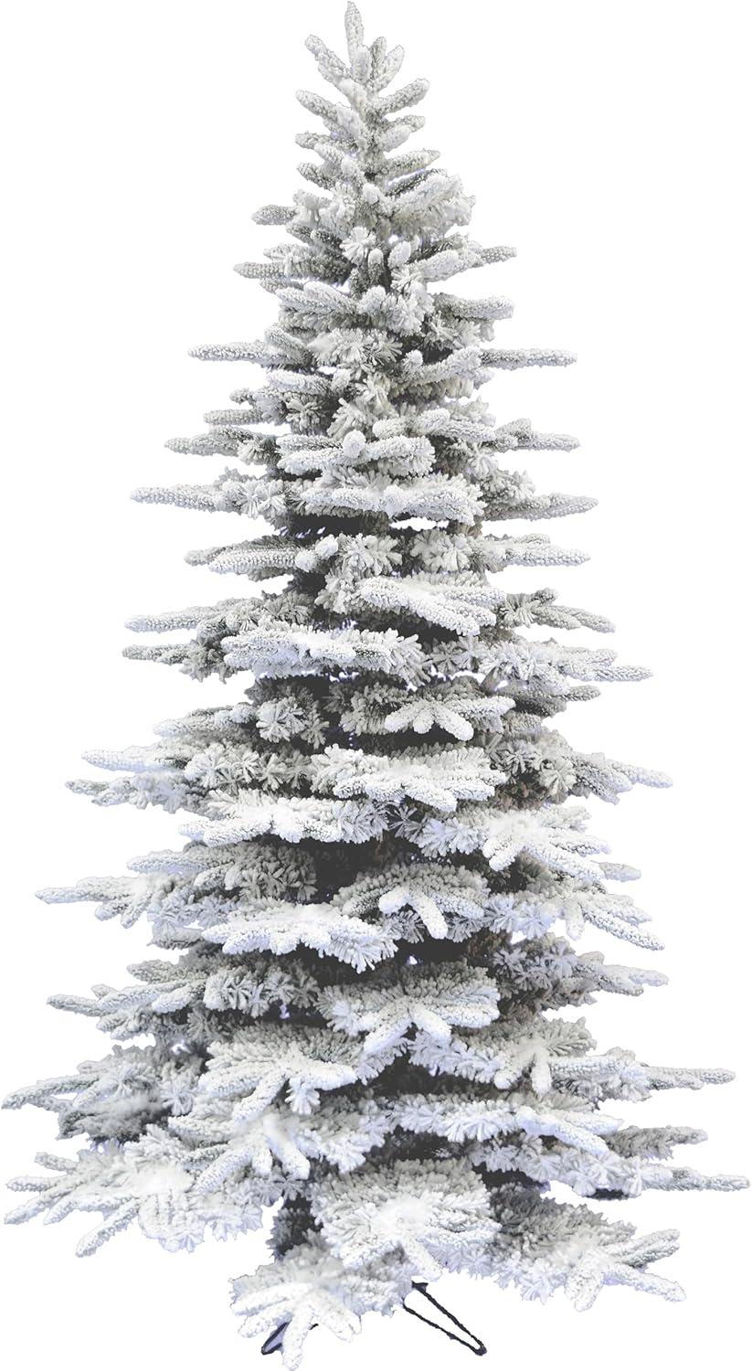 7.5-Ft Flocked White Pine Artificial Christmas Tree with Stand