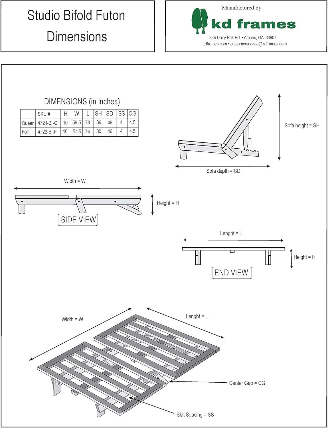 KD Frames Studio Bifold Futon (Full)