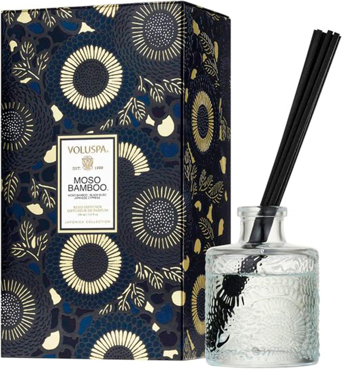 Moso Bamboo Reed Diffuser with Embossed Glass Bottle
