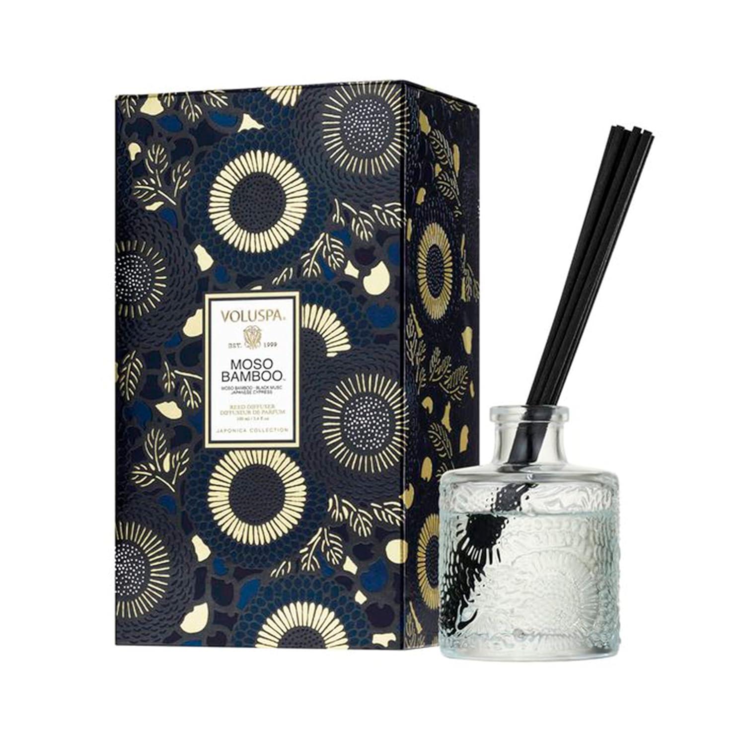 Moso Bamboo Reed Diffuser with Embossed Glass Bottle