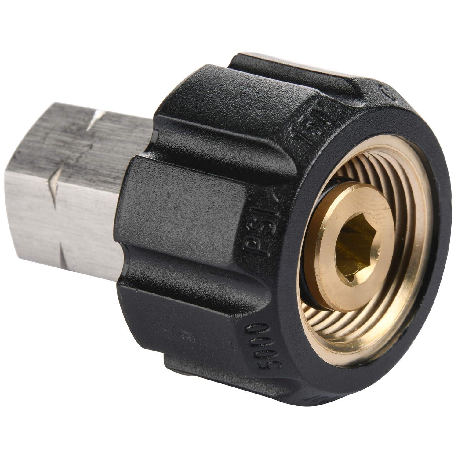 Tool Daily Pressure Washer Adapter, Female Metric M22 to 1/4 Inch Female NPT Fitting, 5000 Psi
