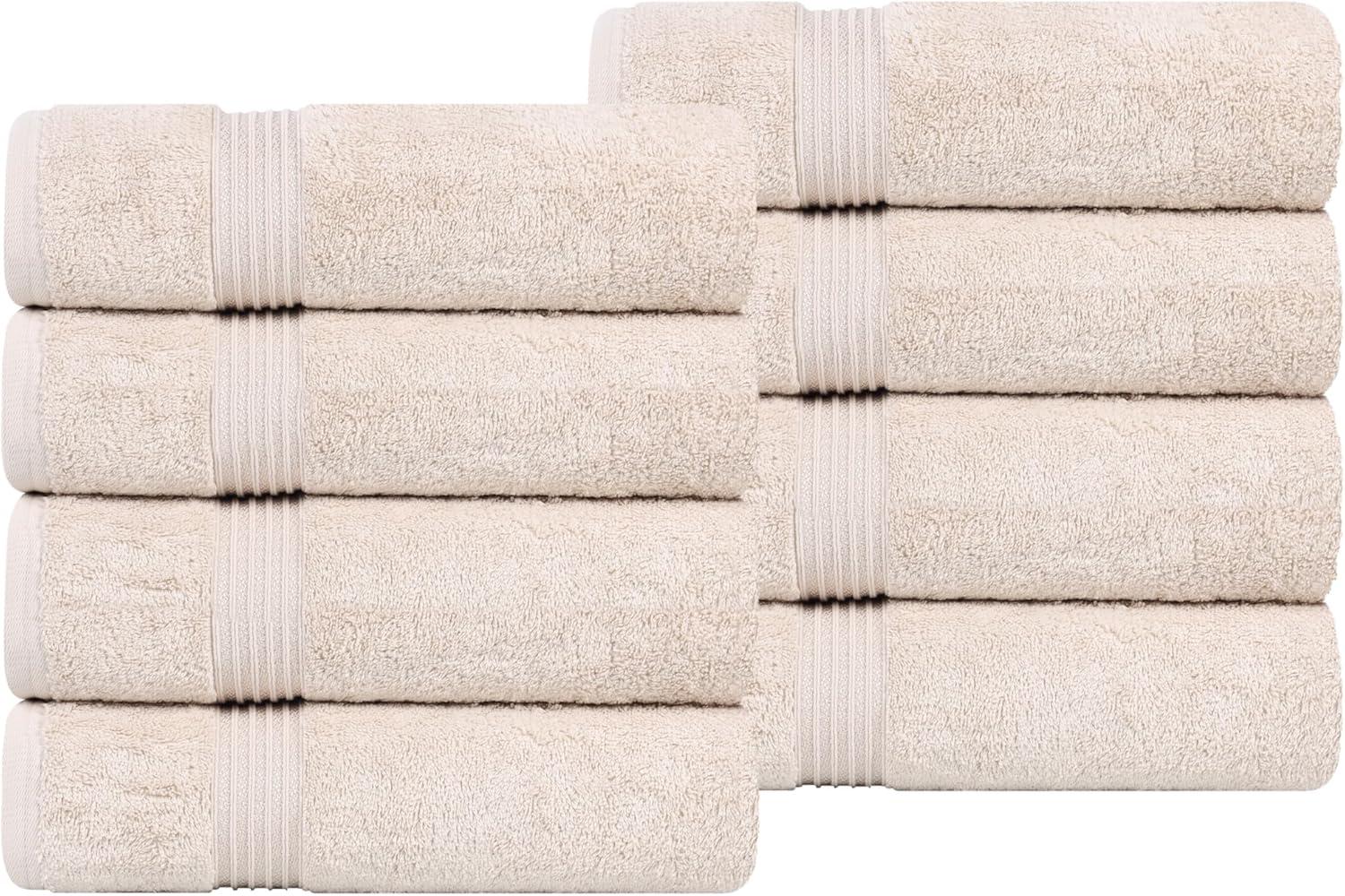 Superior Egyptian Cotton Hand Towel Set, Small Towels for Home Bathroom, Master, Guest Bath, Decor Essentials, Quick Dry, Absorbent, Kitchen, Spa, Hotel, Resort, Adult, Kids, Set of 8, Stone