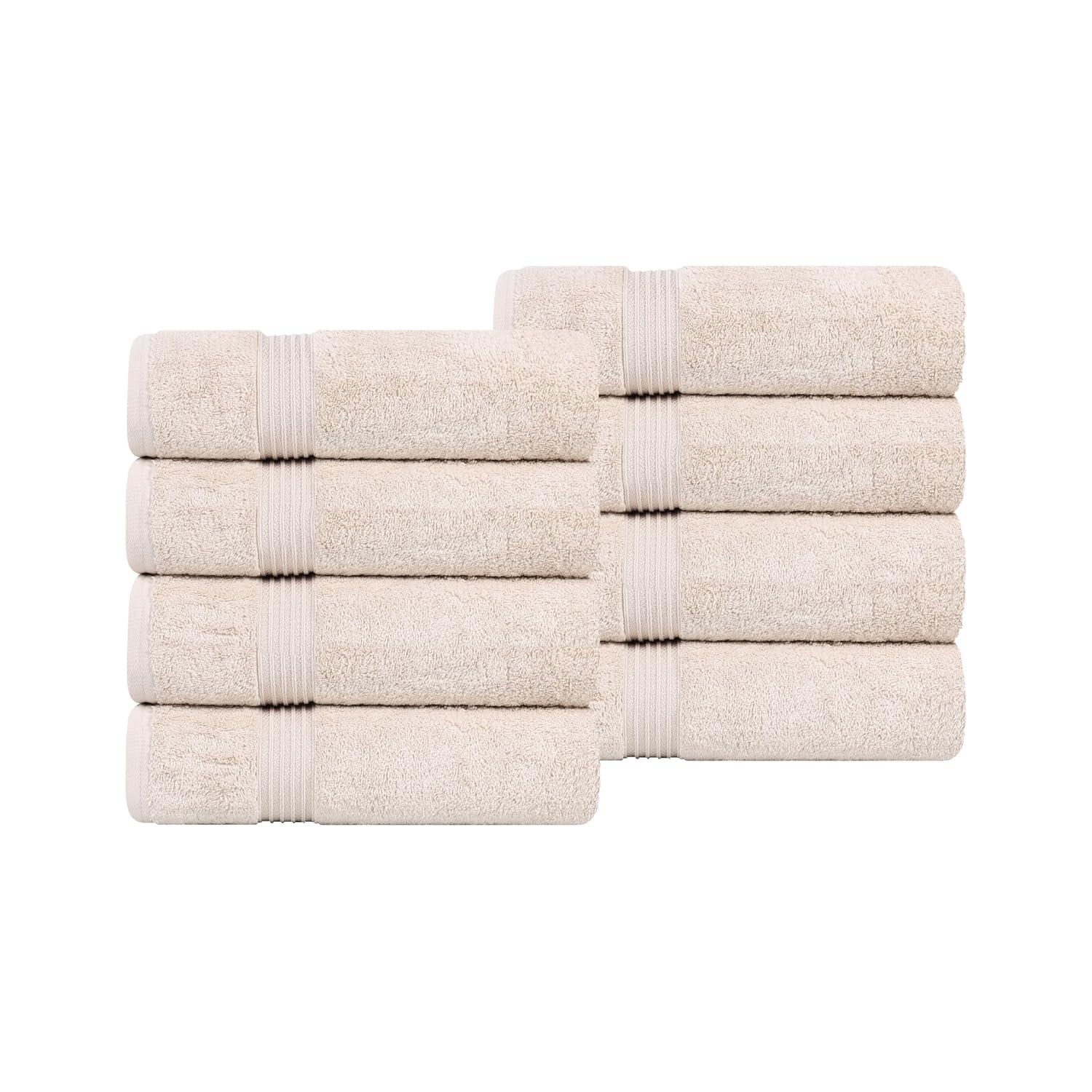 Superior Egyptian Cotton Hand Towel Set, Small Towels for Home Bathroom, Master, Guest Bath, Decor Essentials, Quick Dry, Absorbent, Kitchen, Spa, Hotel, Resort, Adult, Kids, Set of 8, Stone