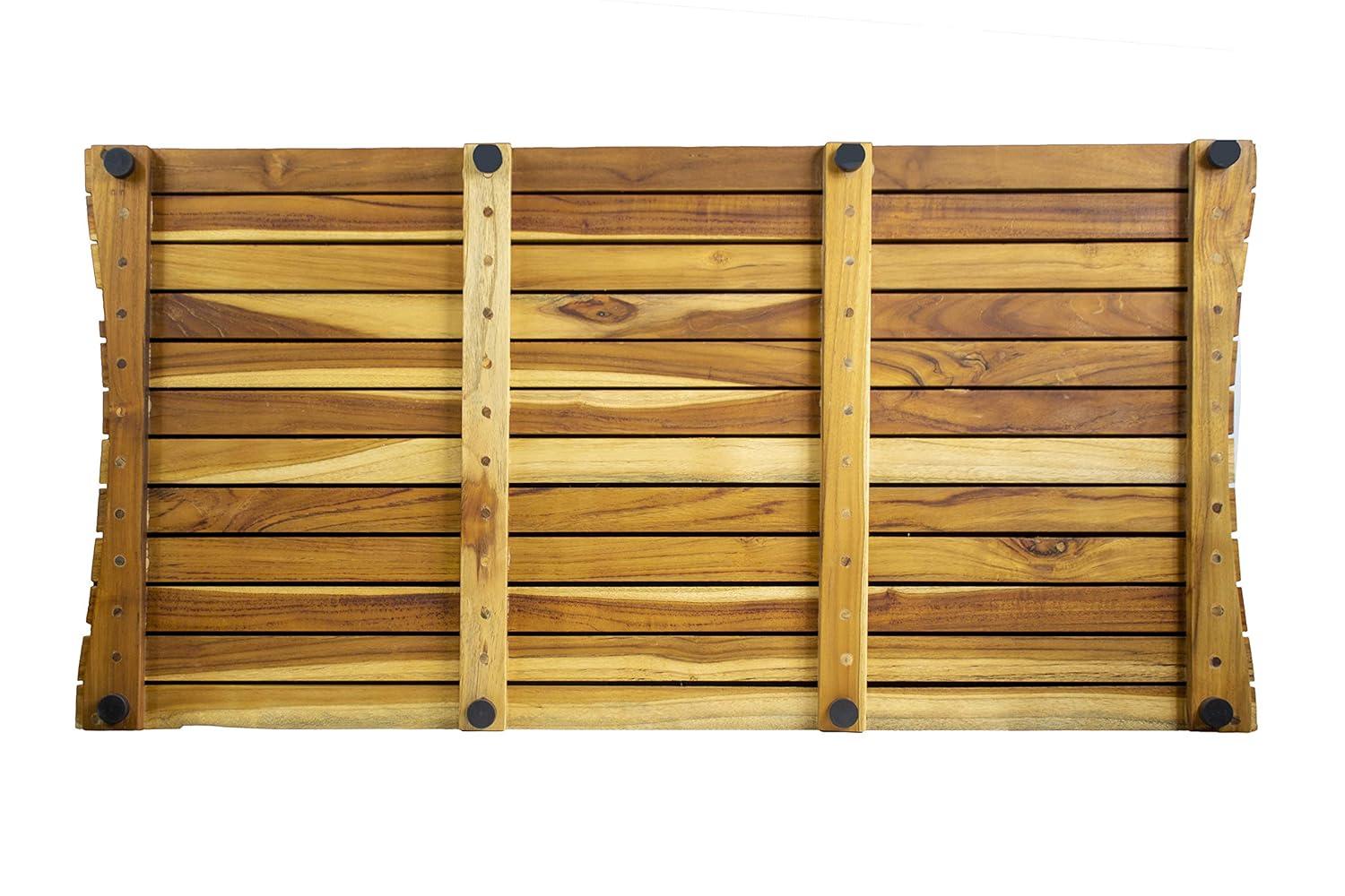 EcoDecors Eleganto Rectangle Teak Shower Mat, Teak Shower Mat for Inside Shower, Teak Bath Mat, Wood Bath Mat, Wood Shower Mat, Teak Shower Mats, Teak Bathroom Mat, Earthy Natural