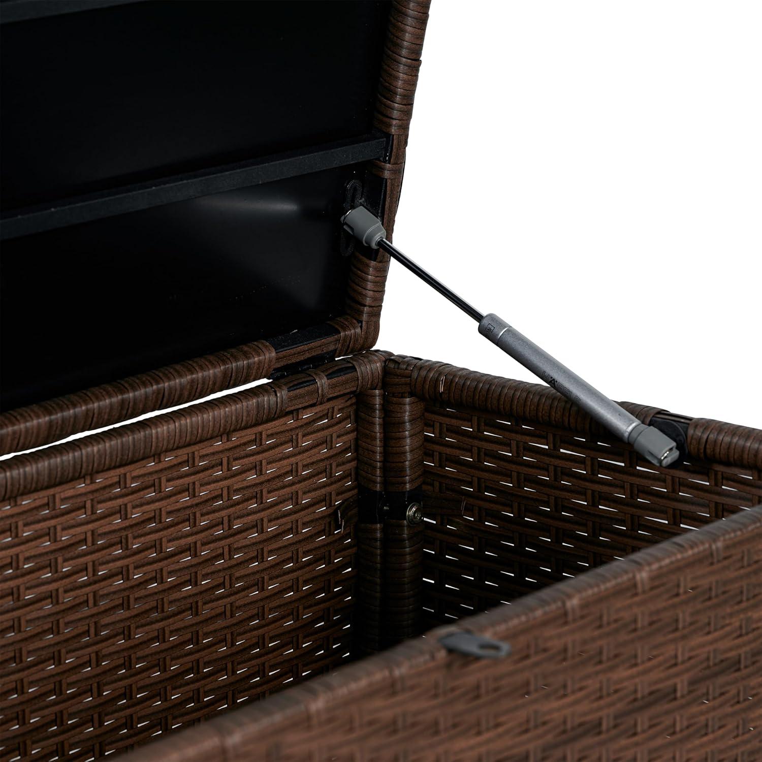 happimess Nino 47.24" Modern Minimalist Outdoor Faux Wicker Deck and Patio Storage Box, Brown