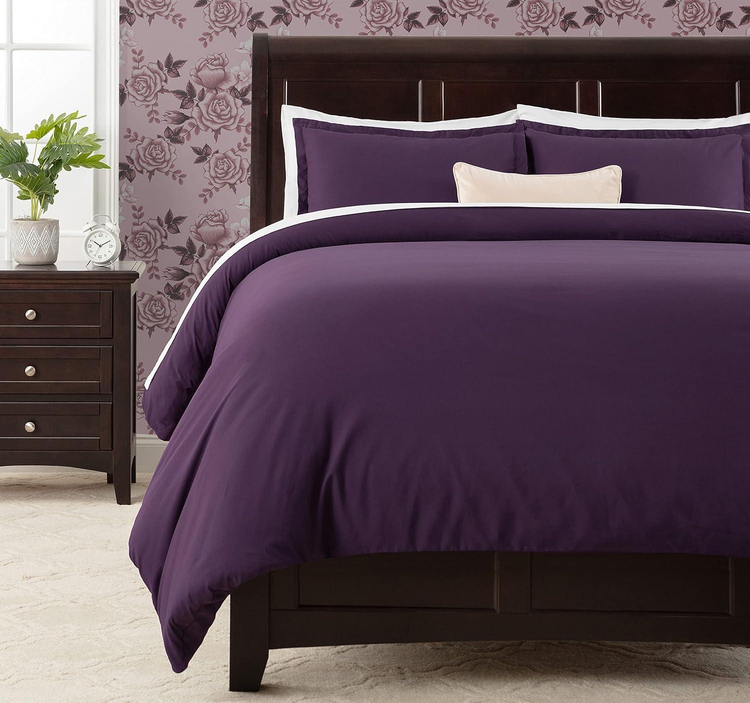 Aubergine Queen Ultra Soft Microfiber 3-Piece Duvet Cover Set