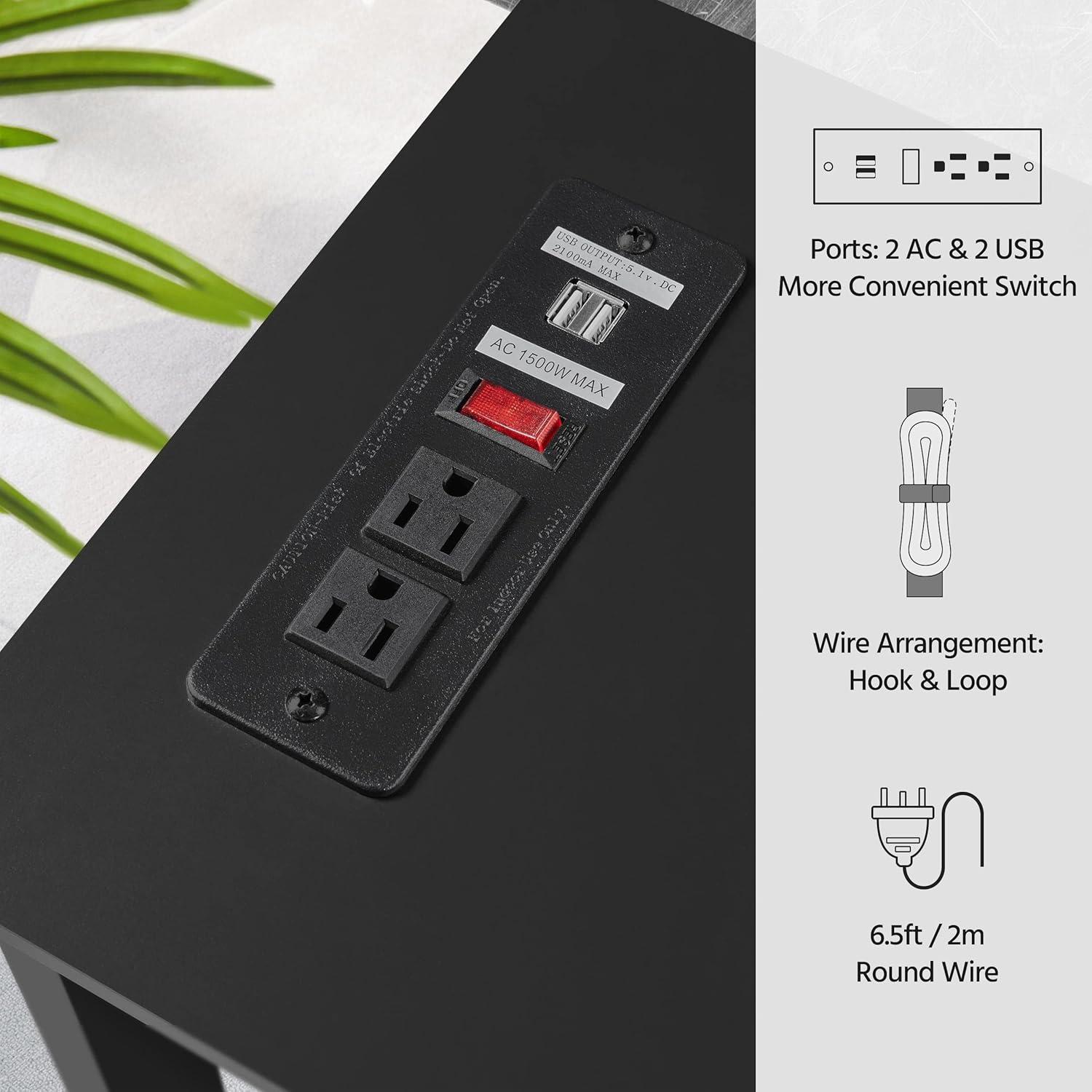 Yaheetech Wooden Console Table Entryway Table with Power Outlet, Black