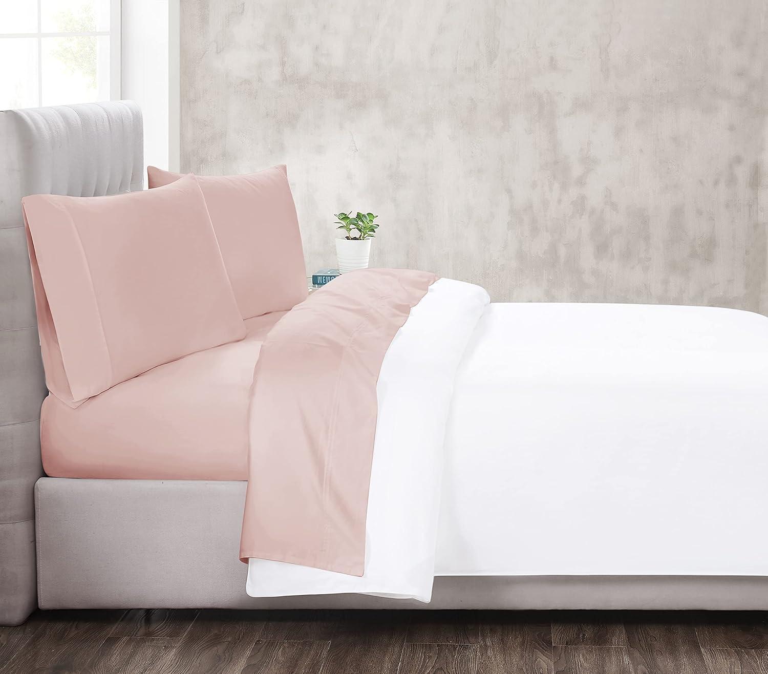 Blush Cotton Twin 2-Piece Solid Sheet Set