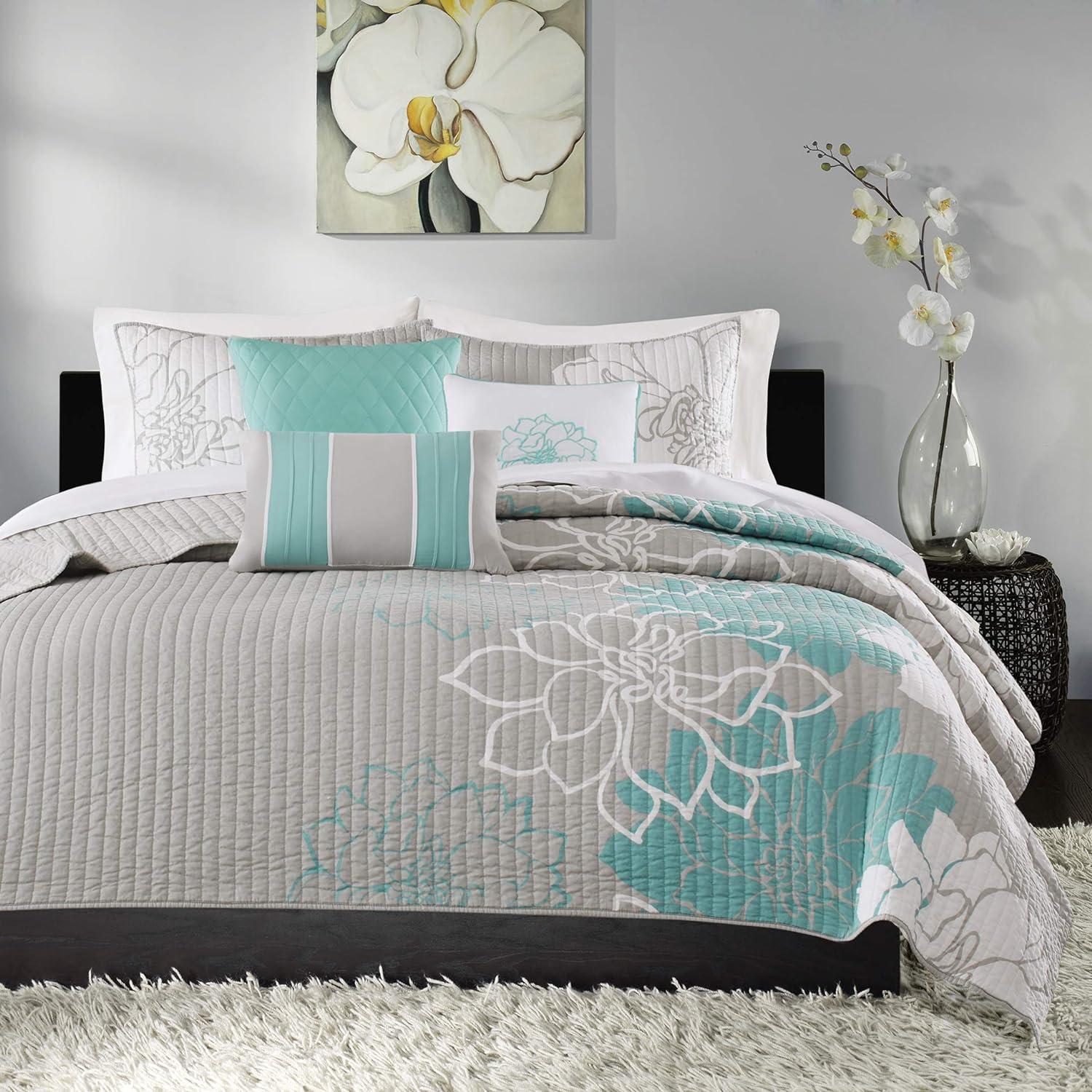Madison Park Lola Floral 6 Piece Reversible Cotton Quilt Set