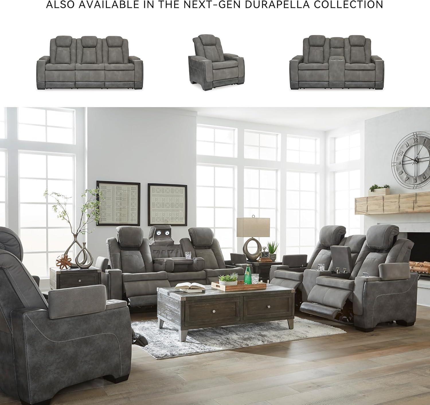 Signature Design by Ashley Next-Gen DuraPella Contemporary Power Reclining Loveseat with Adjustable Headrest