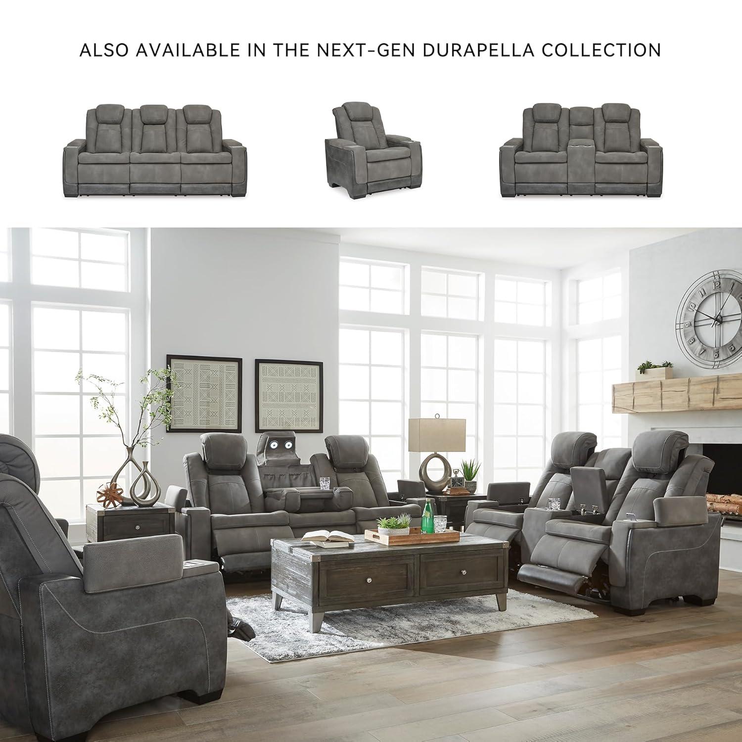 Signature Design by Ashley Next-Gen DuraPella Contemporary Power Reclining Loveseat with Adjustable Headrest