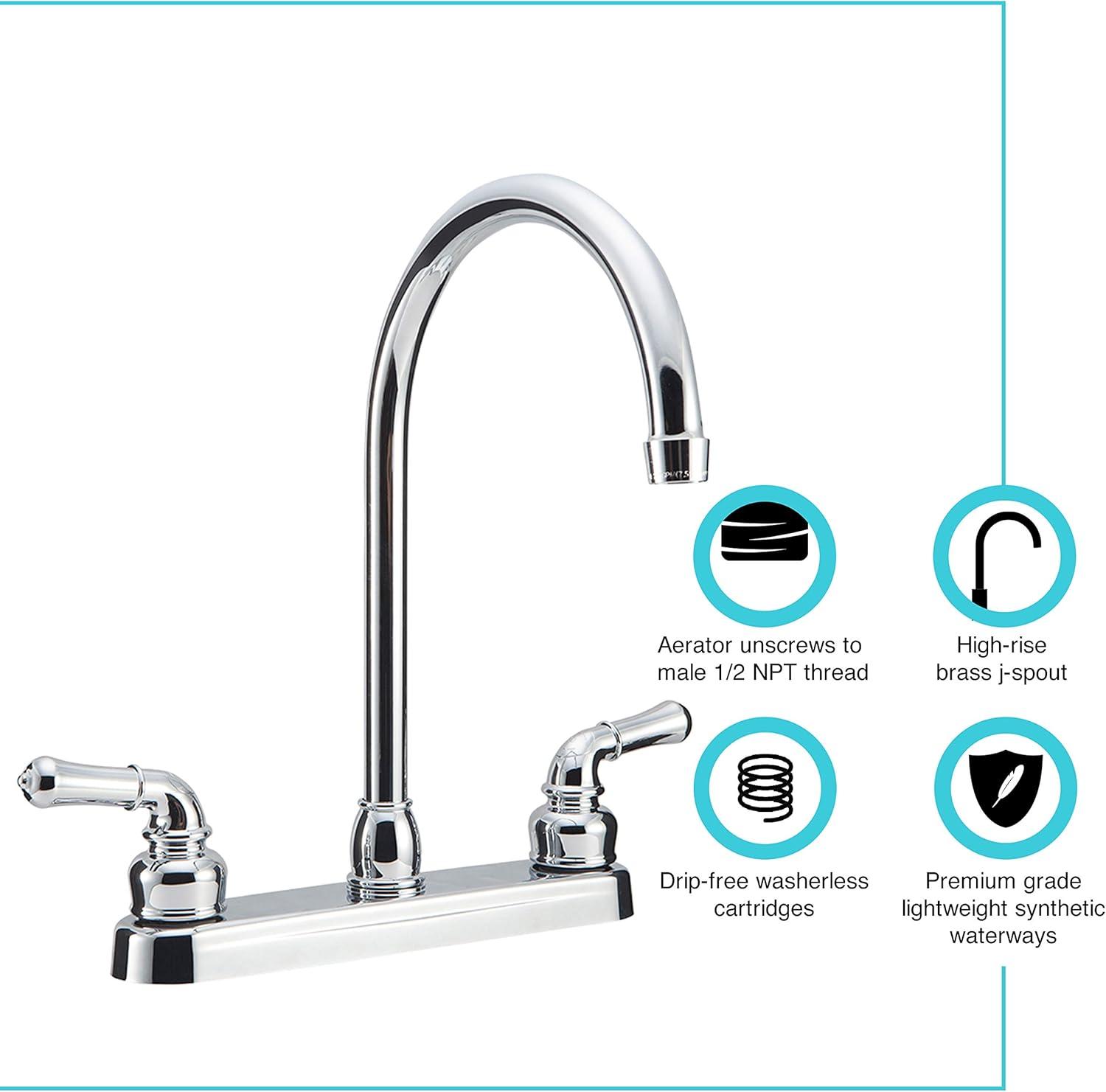Dura Faucet J-Spout RV Kitchen Faucet - Chrome Polished