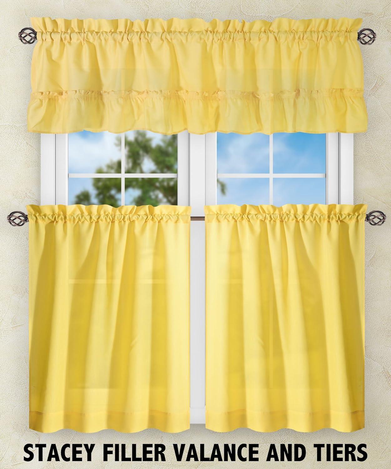 Sunny Yellow Sheer Cotton Polyester Tier Curtains