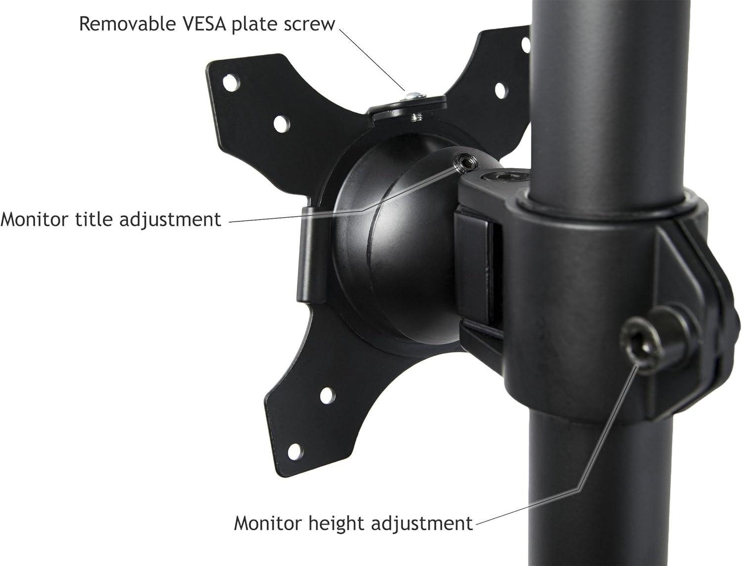 Black Steel and Aluminum Triple Monitor Desk Stand