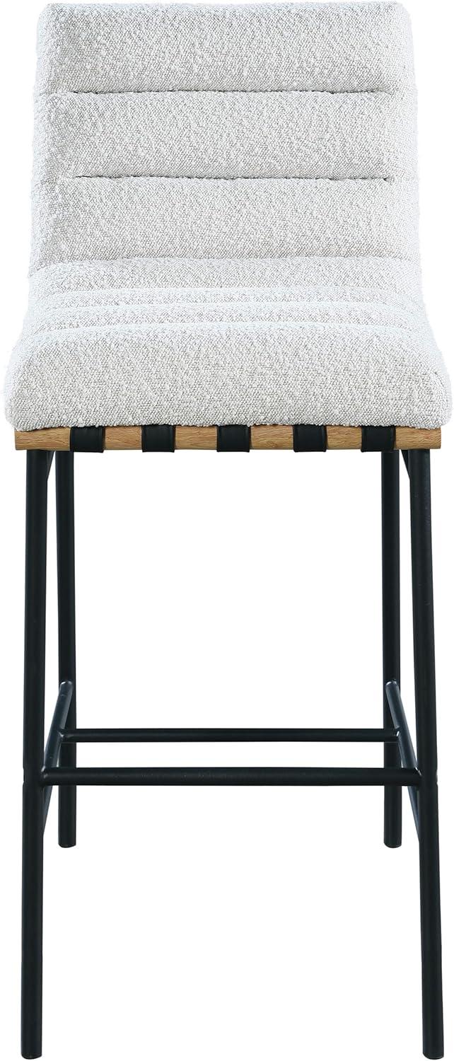 Meridian Furniture Burke Cream Boucle Fabric Bar Stool