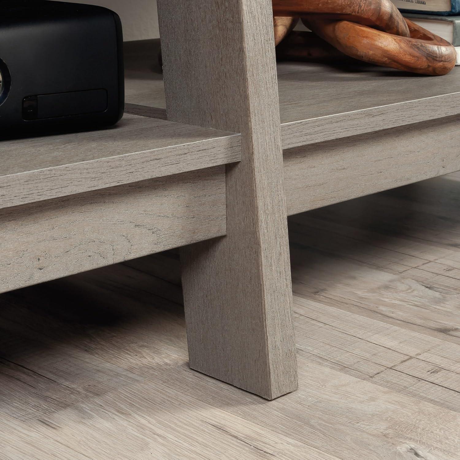 Sauder Trestle TV Stand with Drawers in Mystic Oak for TVs up to 60", Mystic Oak Finish