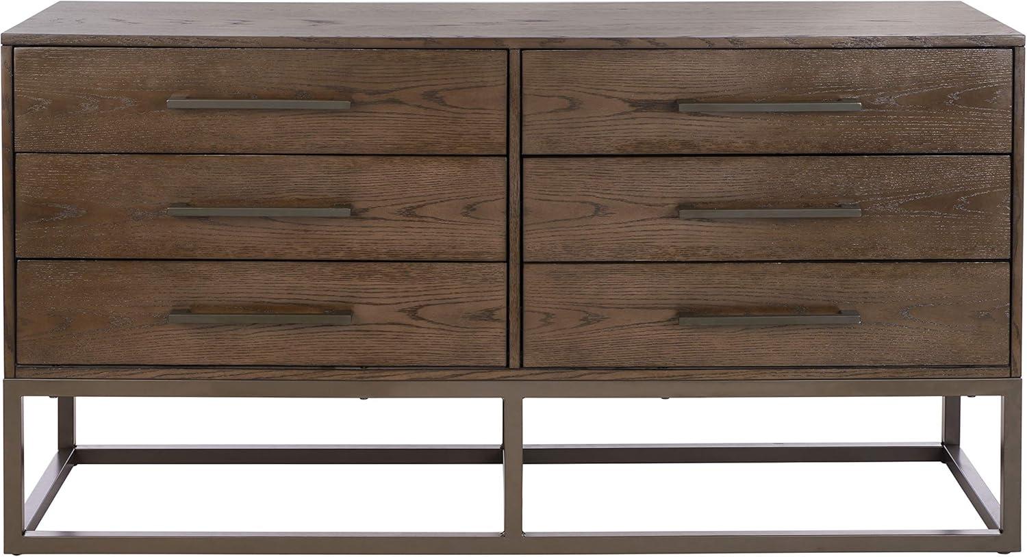 Estelle Ash Brown and Gunmetal Modern 6-Drawer Dresser