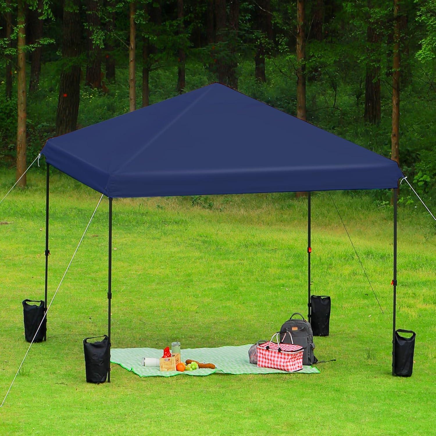 Blue 10x10 Waterproof Pop-Up Canopy Tent with Sand Bags