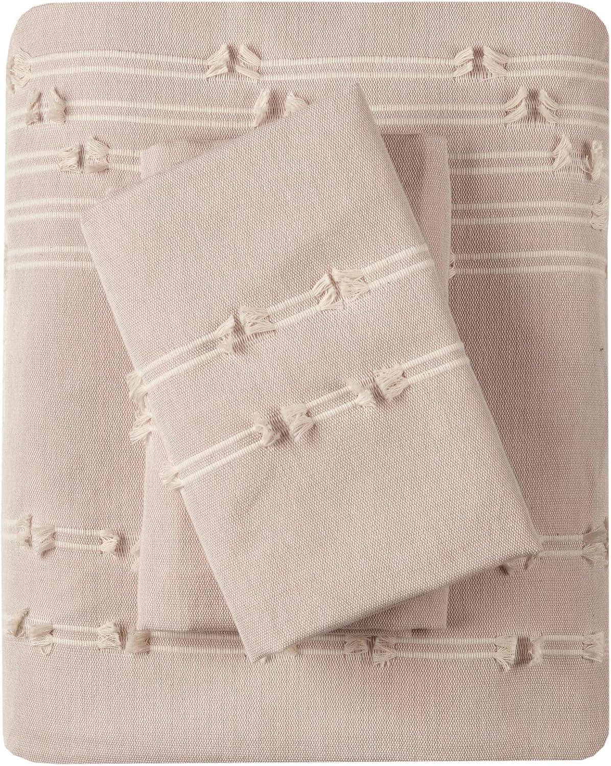 Blush Cotton Jacquard Full/Queen Duvet Cover Set