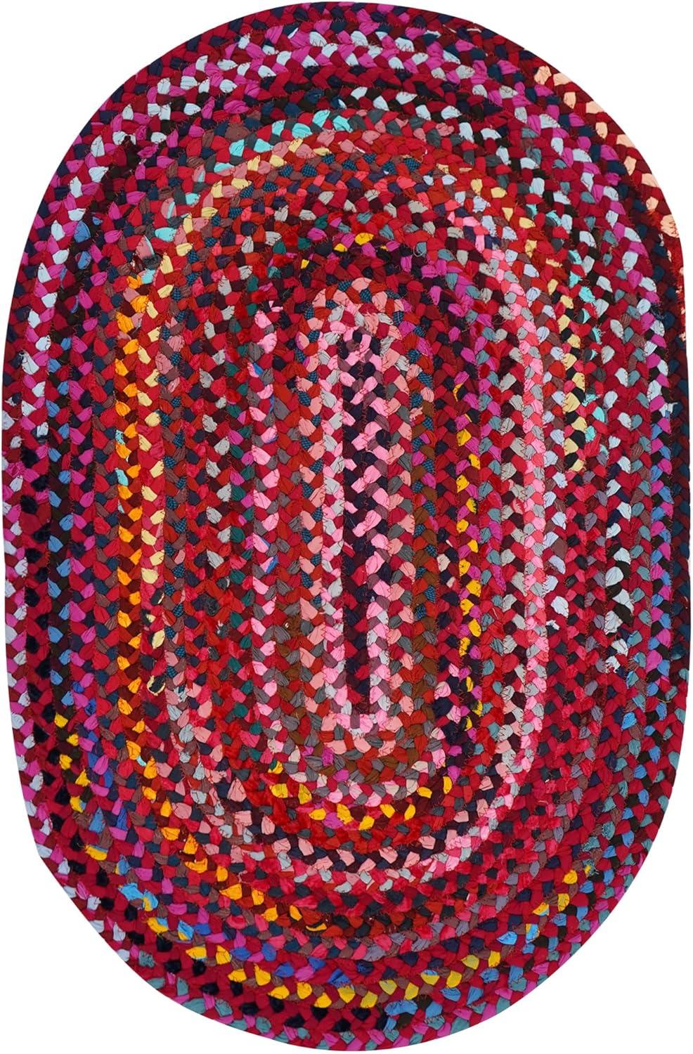 Homespice Chindi Rug 8x10' Made from Colorful Chindi Fabric, The Perfect Indoor and Handmade Chindi Rugs and Red Rug for Kids Room, Study Room, and Bedroom