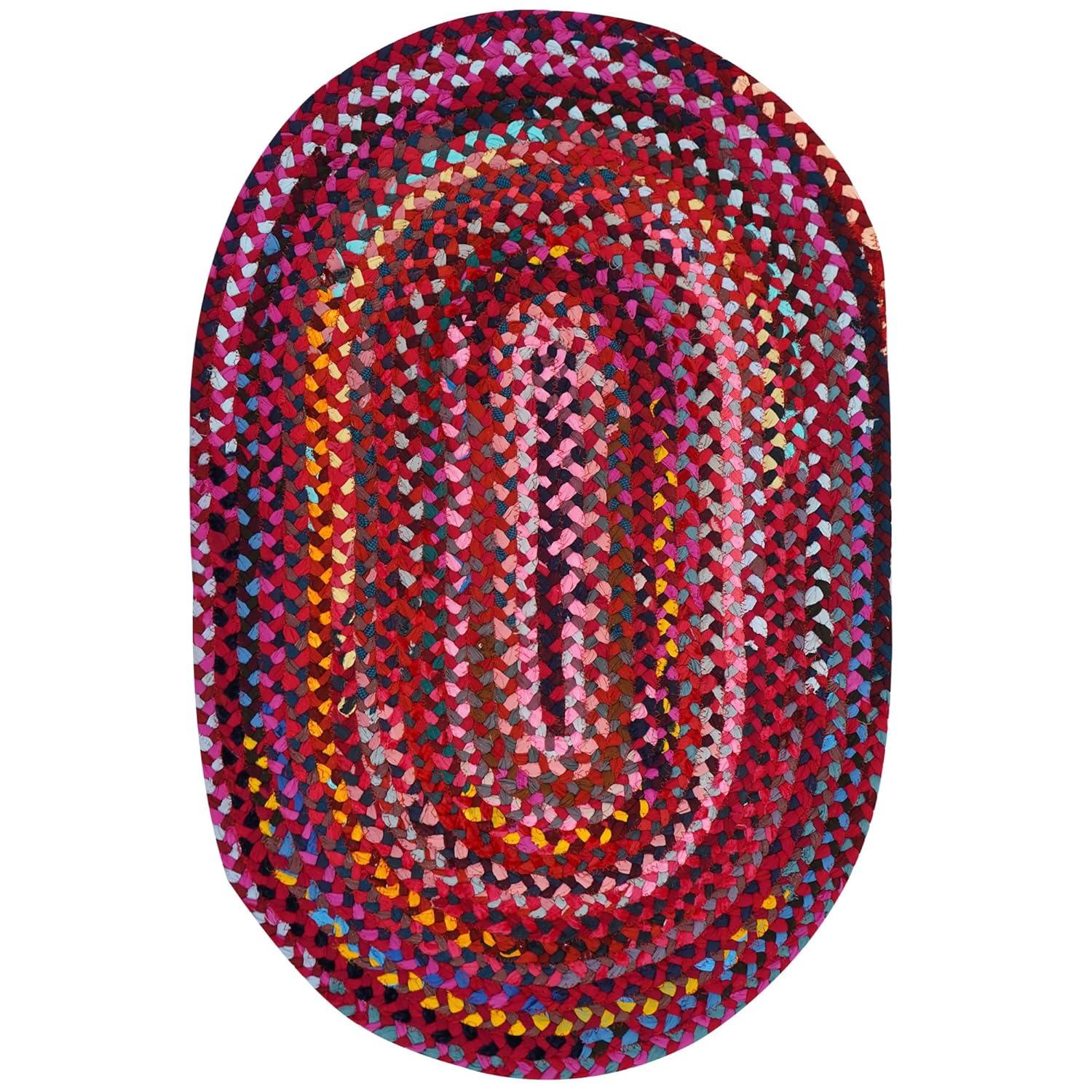 Homespice Chindi Rug 8x10' Made from Colorful Chindi Fabric, The Perfect Indoor and Handmade Chindi Rugs and Red Rug for Kids Room, Study Room, and Bedroom