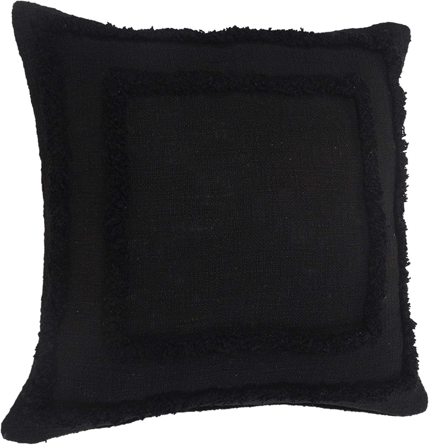 Ox Bay Modern Tufted Solid Throw Pillow, 20" x 20", Black