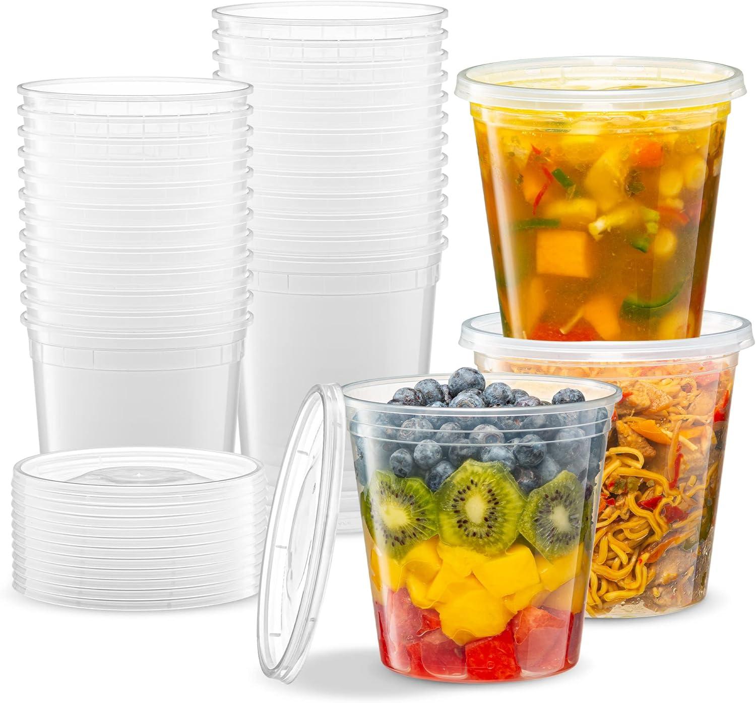 Pantry Value 24 Oz Deli Containers with Lids Food Prep Containers, 24-Pack