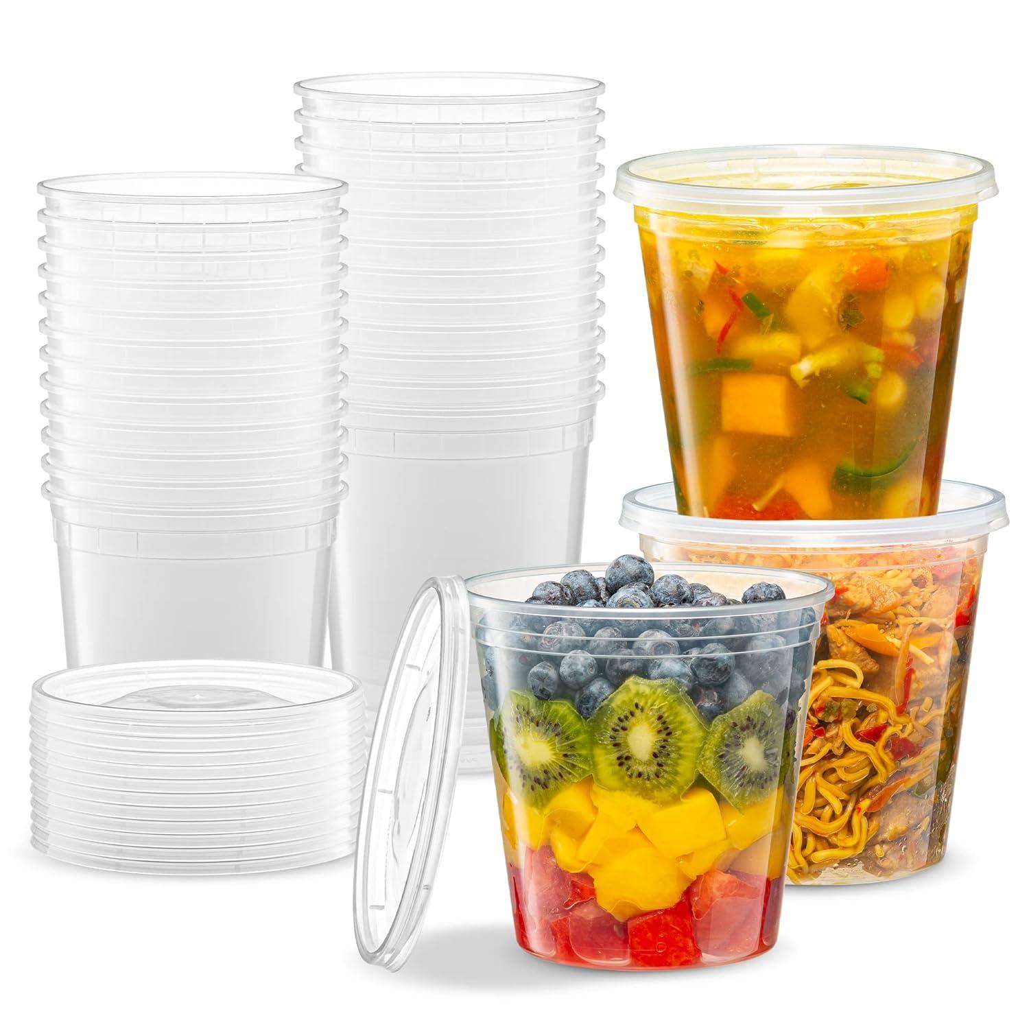 Pantry Value 24 Oz Deli Containers with Lids Food Prep Containers, 24-Pack