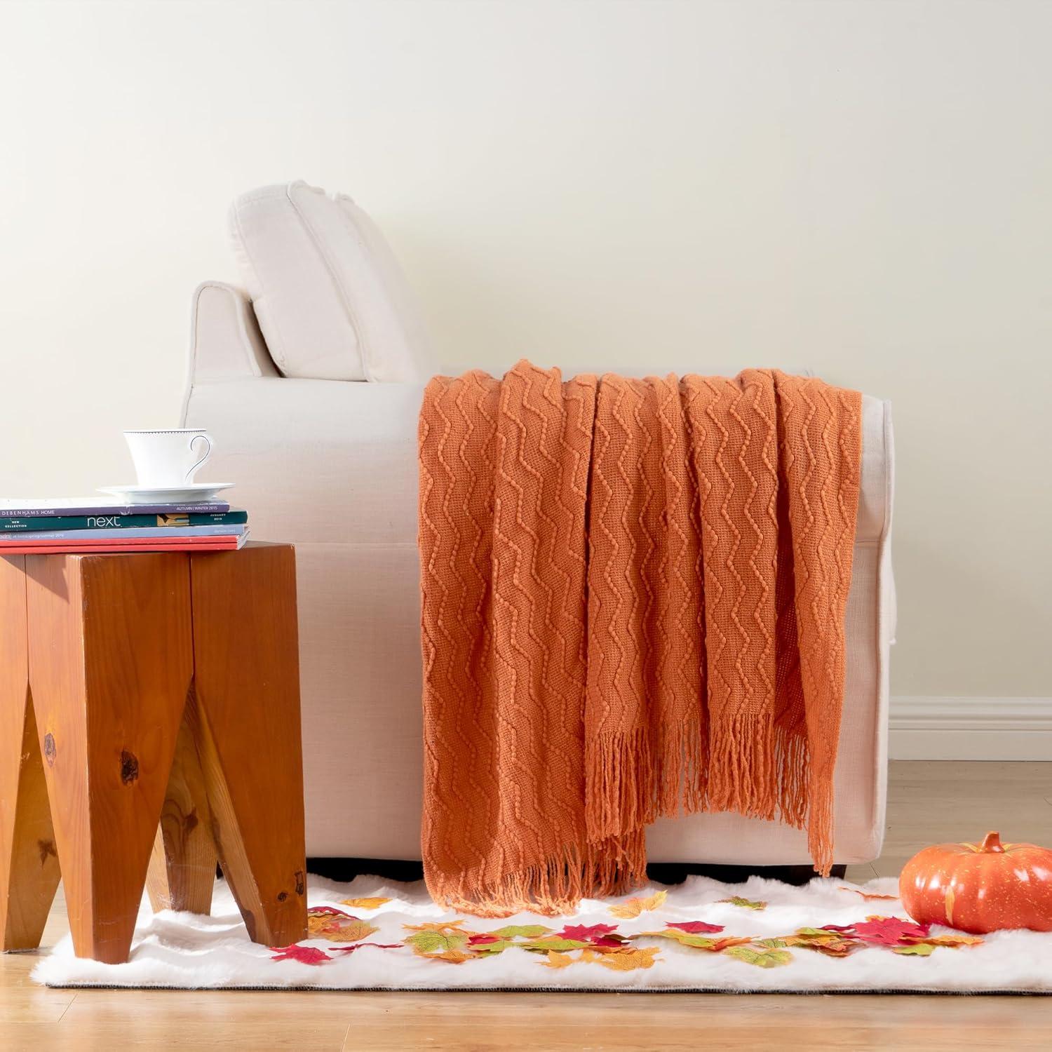 Battilo Home Throw Blanket for Couch, Textured Soft Throw Blankets, Decorative Knitted Blanket for Home Living Room Decor, 50"x60"