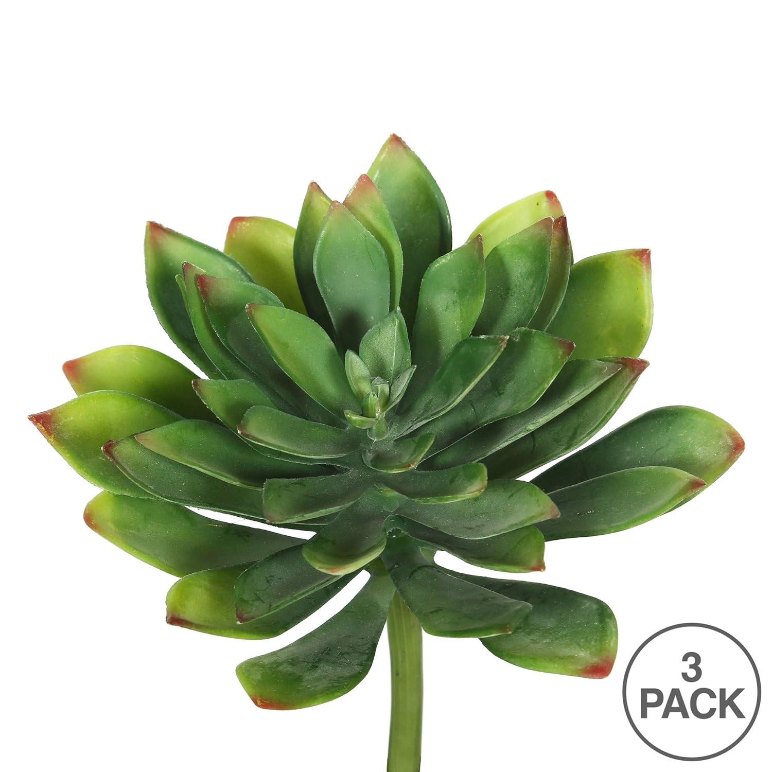 Vickerman 10" Artificial Green Succulent Stem, Set of 3