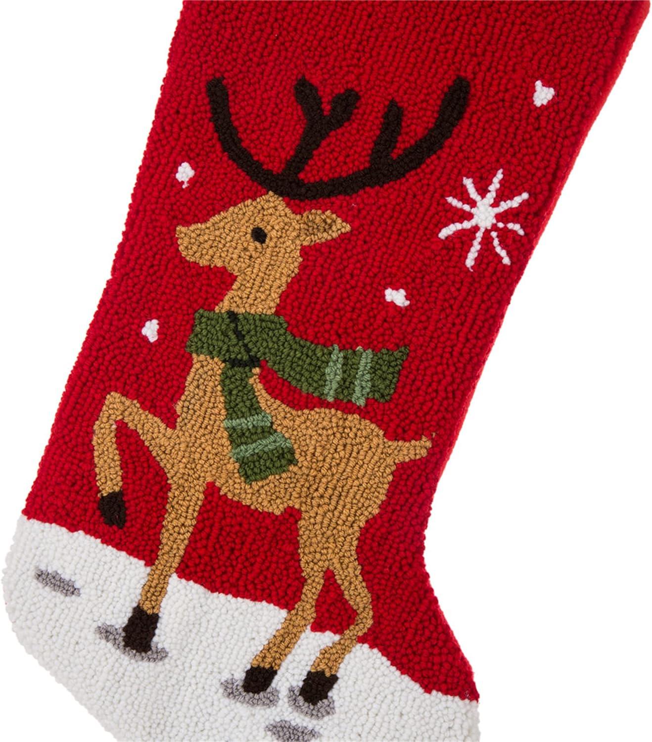 Glitzhome 19″ H Hooked Reindeer Stocking, Multicolor