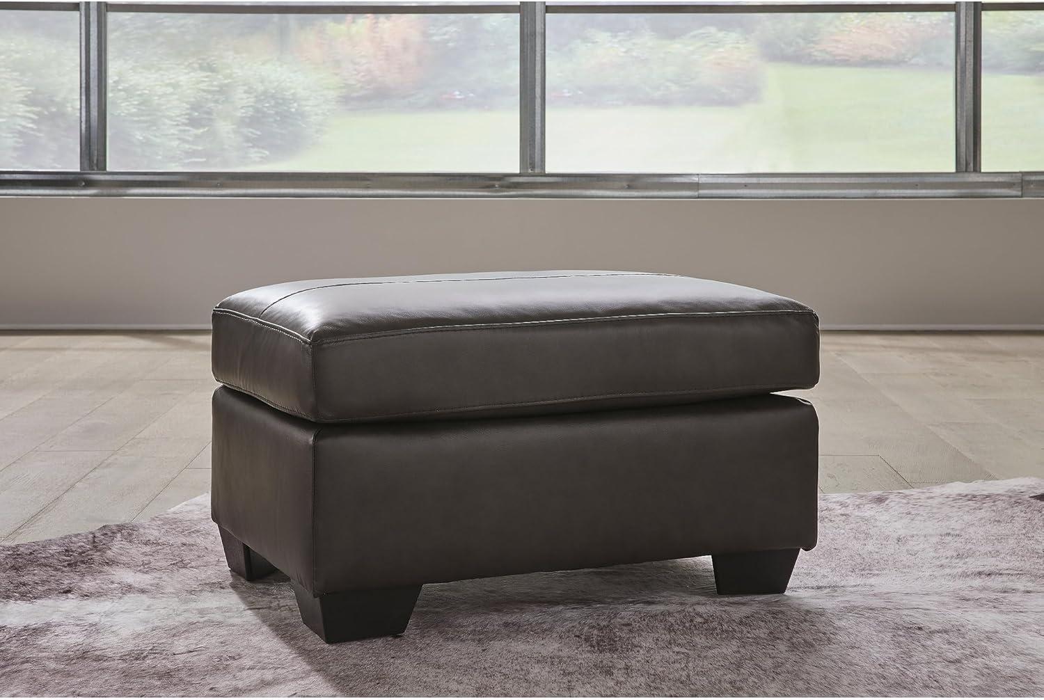 Belziani Brown Leather Match Contemporary Ottoman