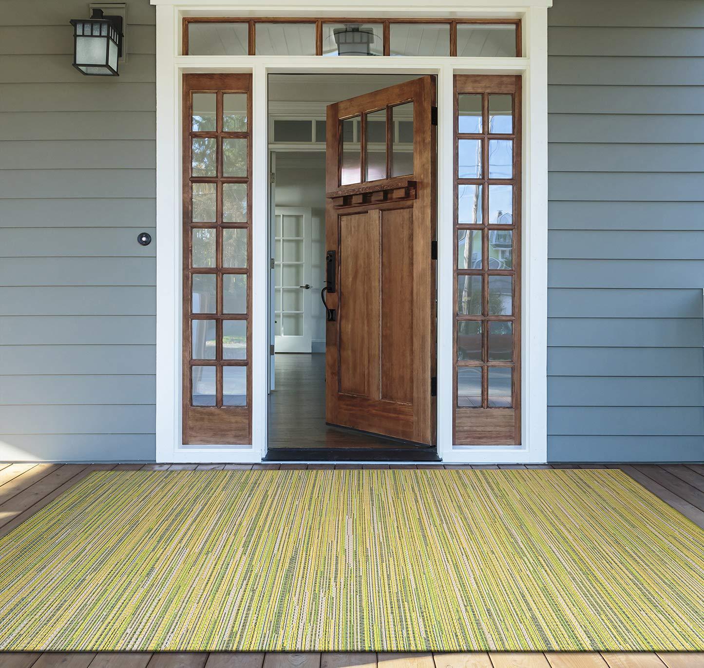 Couristan Monaco Alassio Indoor/Outdoor Area Rug, 5'10" x 9'2", Sand-Sea Mist Green-Lemon Yellow