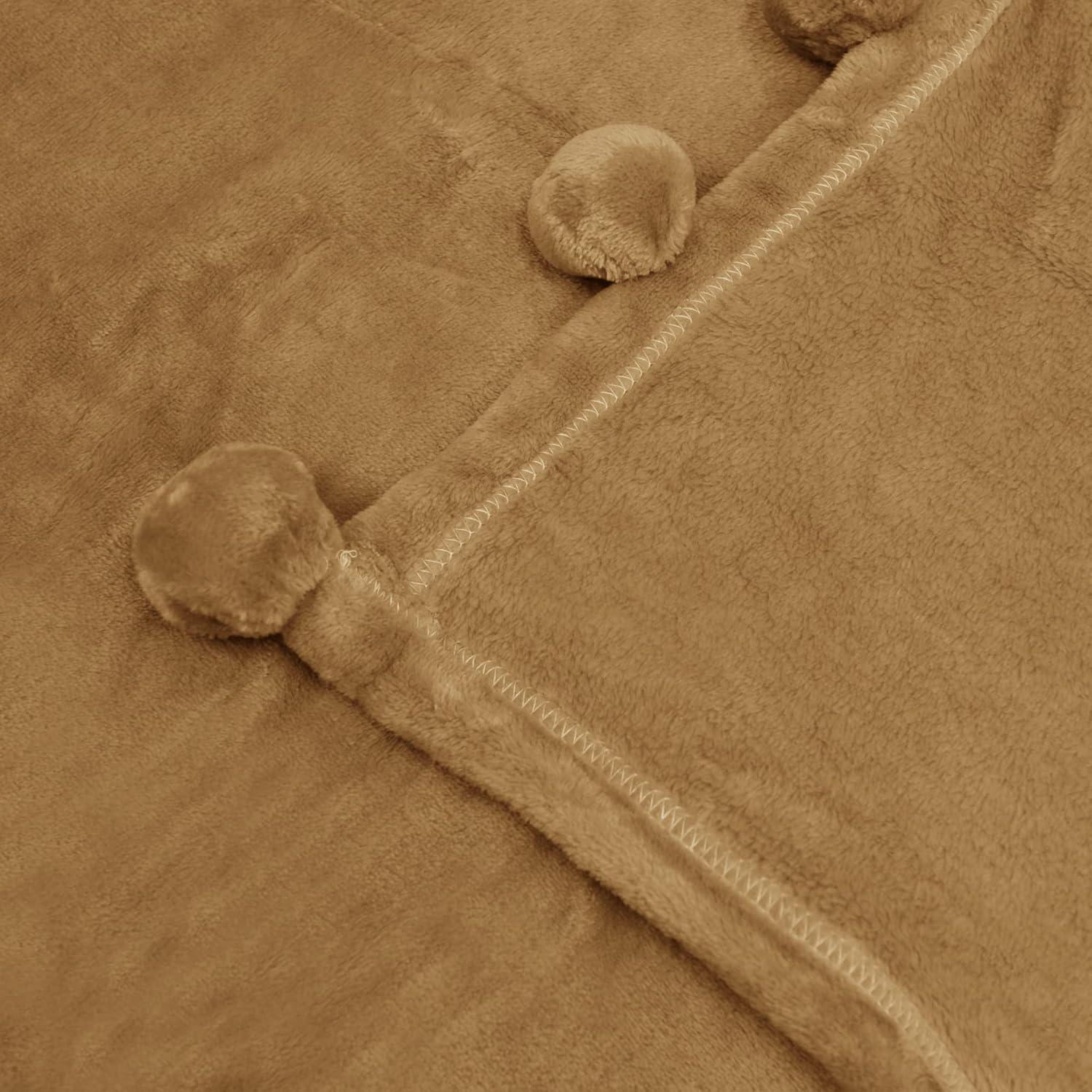 Home Soft Things Flannel Fleece Pom Pom Blanket