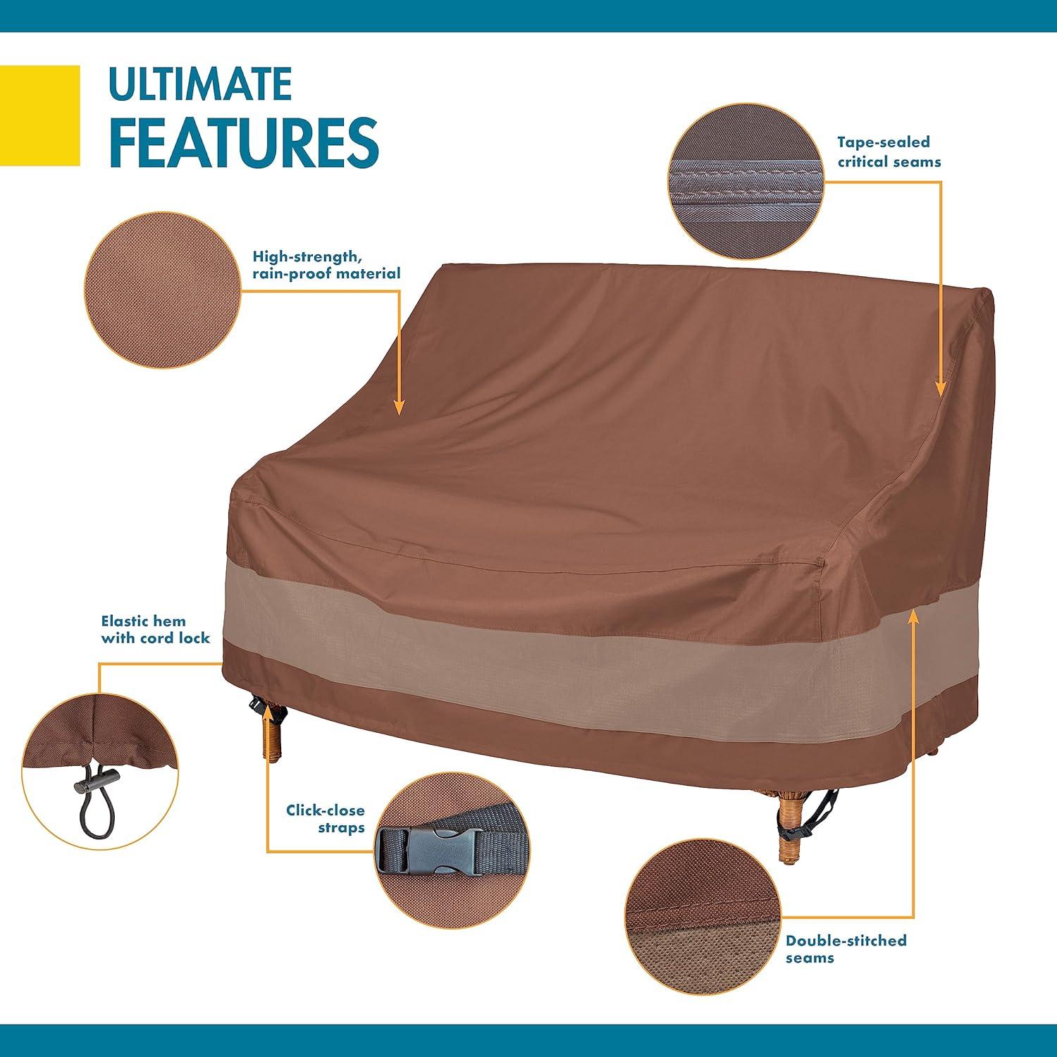 Mocha Cappuccino Waterproof Patio Loveseat Cover, 62" x 38" x 35"