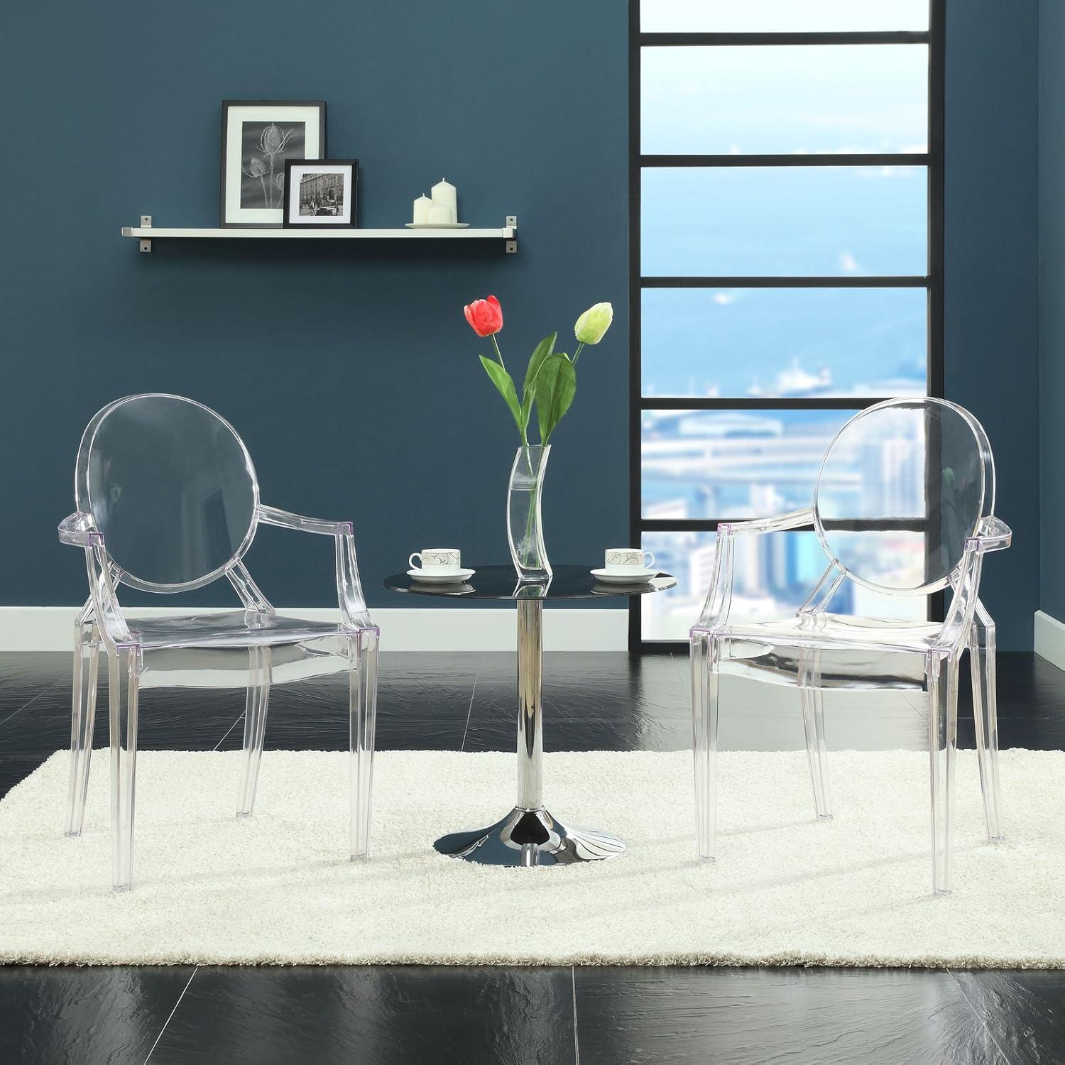 Ethereal Grace 36" Transparent Clear Acrylic Arm Chair