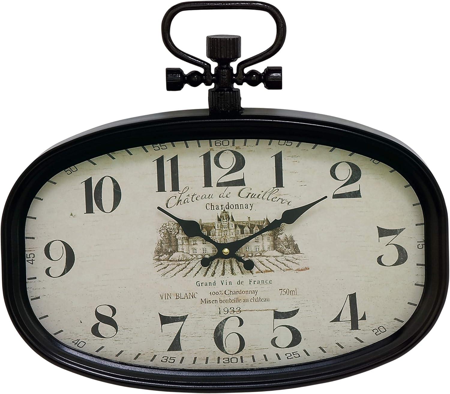 DecMode 18" x 16" White Metal Pocket Watch Style Wall Clock